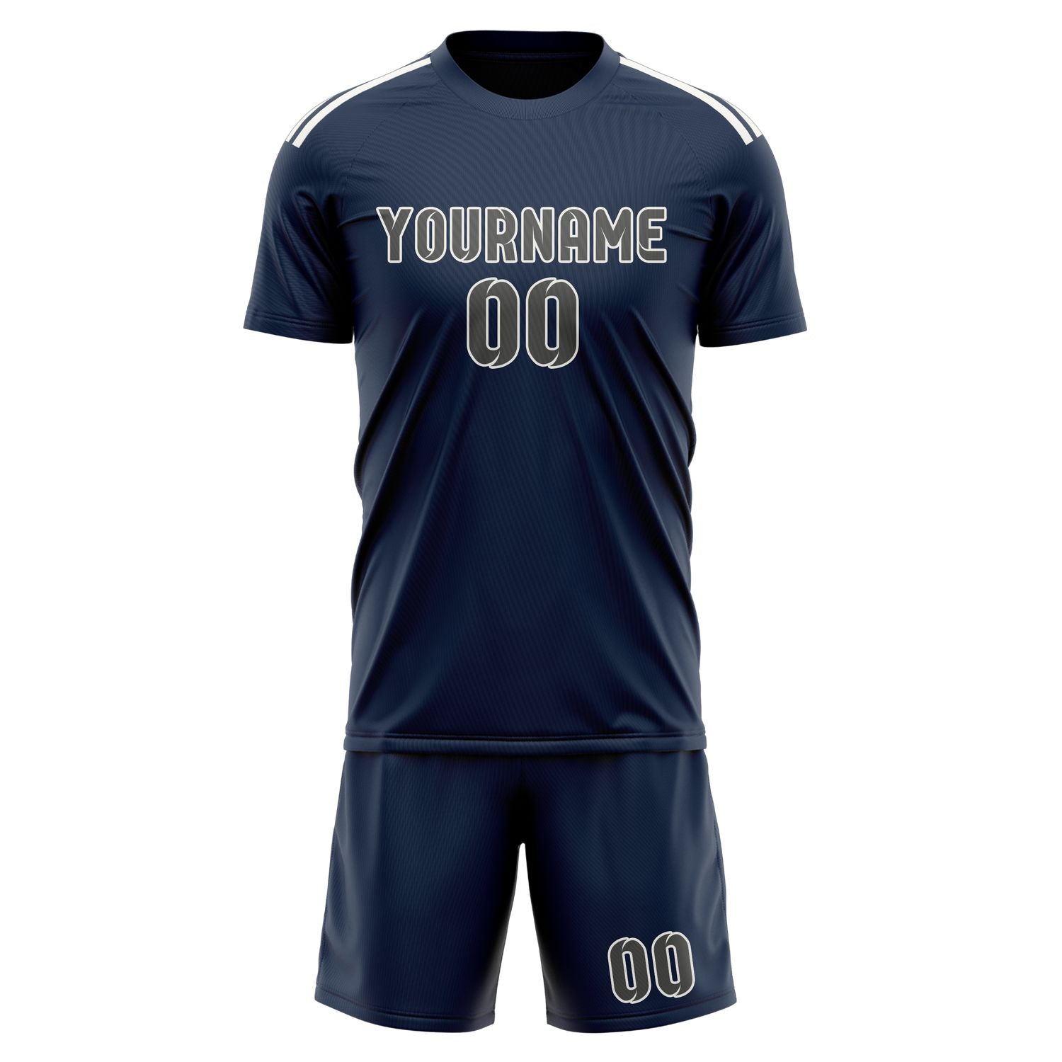 Maßgeschneidertes Professionelles Marineblau Dunkelgrau Fußballtrikot-Set