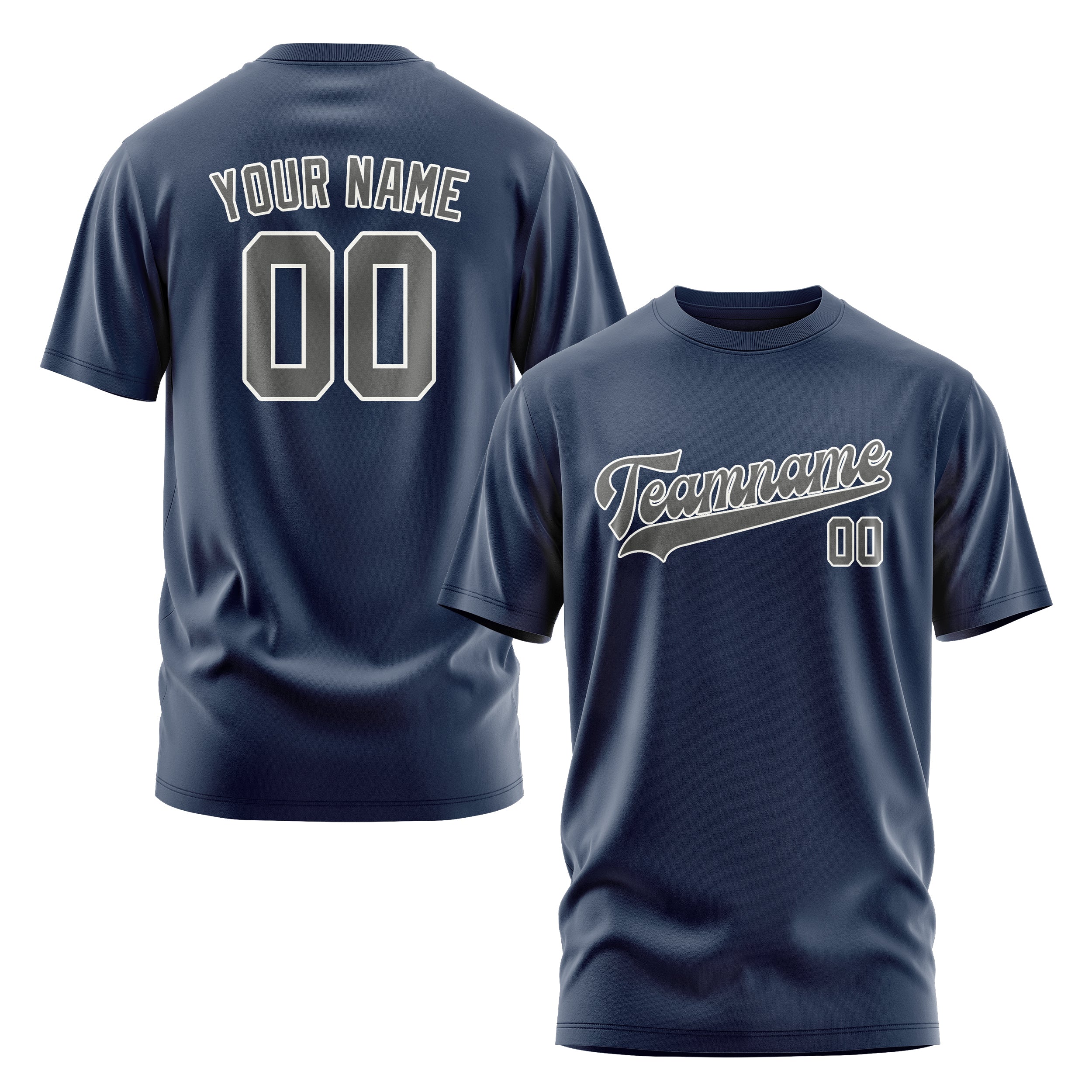 Maßgeschneidertes Marineblau Dunkelgrau T-Shirt
