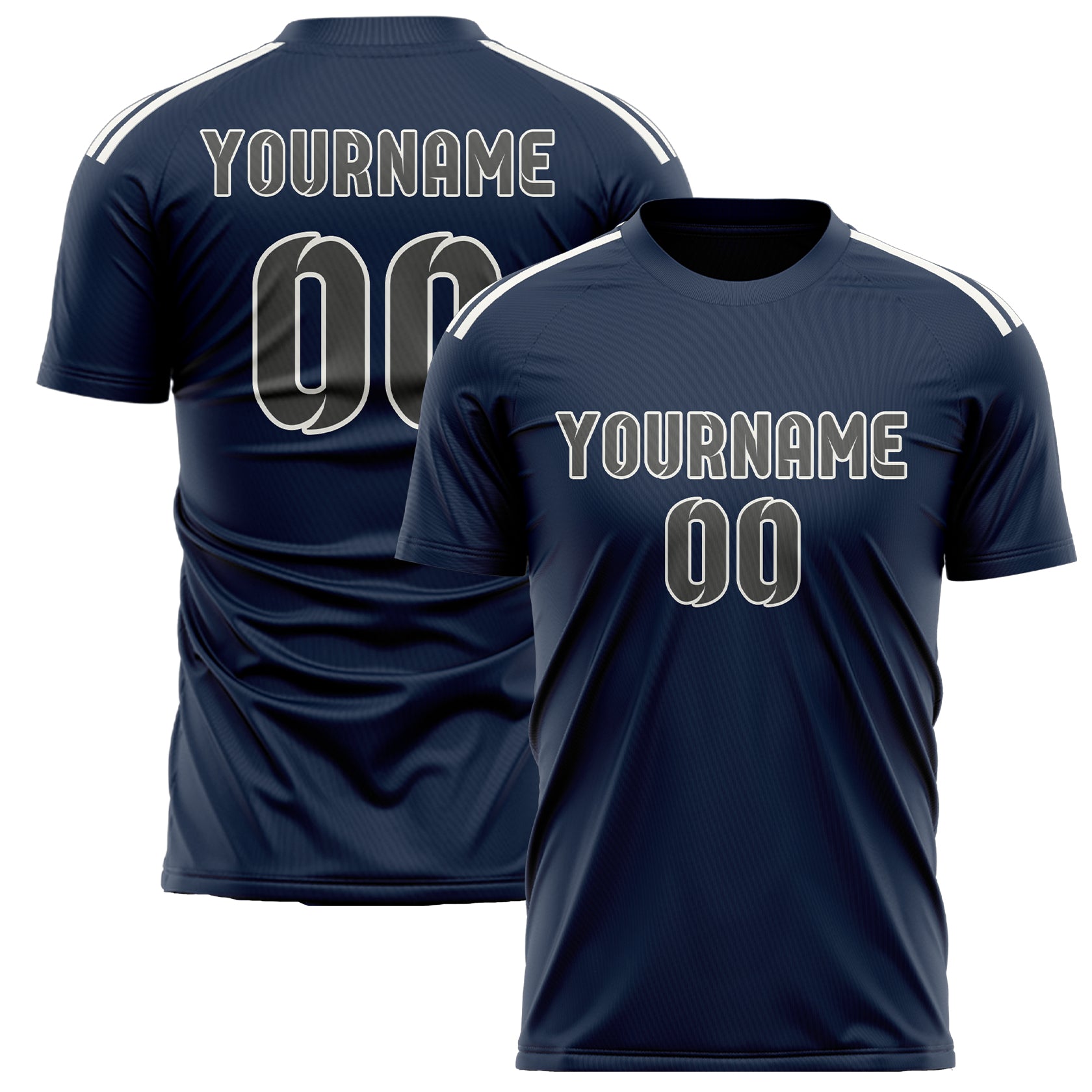Benutzerdefiniertes Professionelles Marineblau Dunkelgrau Fußballtrikot