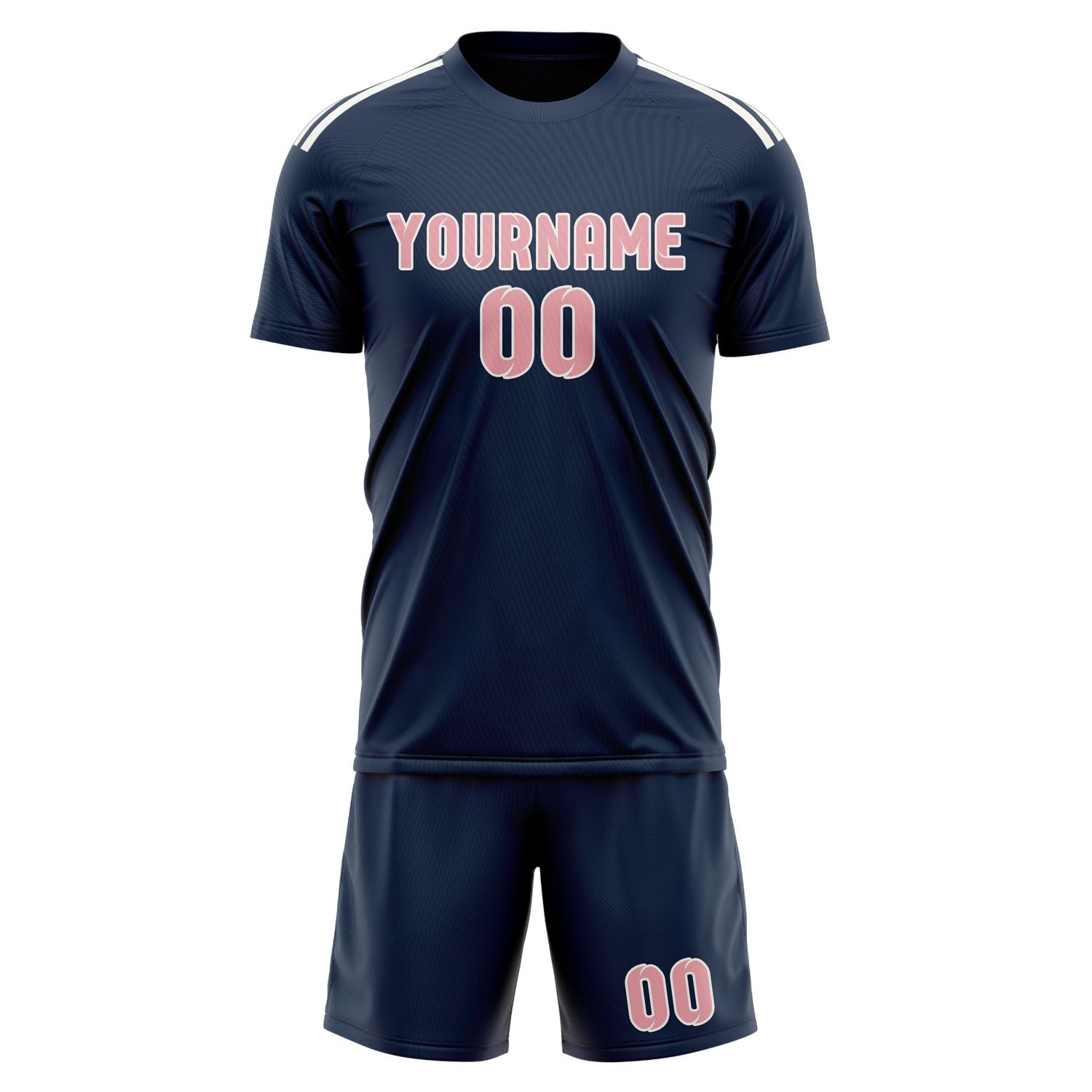 Maßgeschneidertes Professionelles Marineblau Rosa Fußballtrikot-Set
