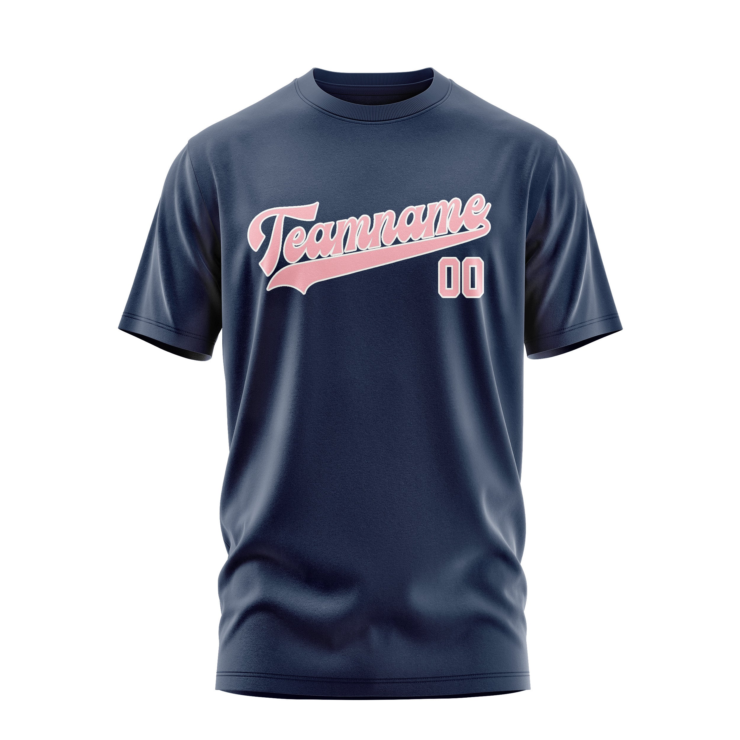 Maßgeschneidertes Marineblau Rosa T-Shirt