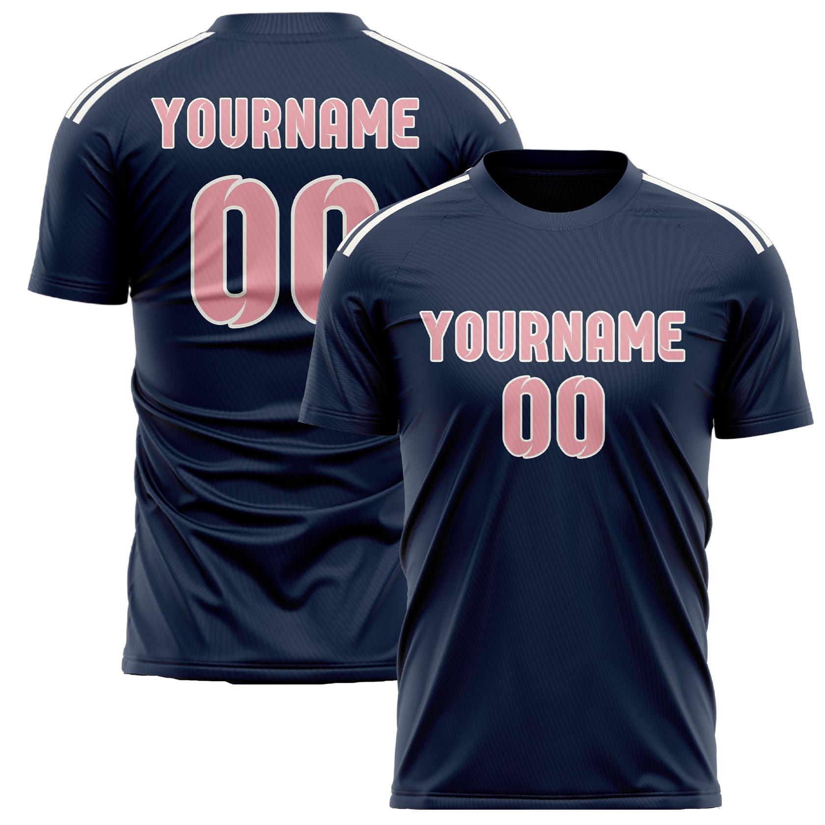 Benutzerdefiniertes Professionelles Marineblau Rosa Fußballtrikot
