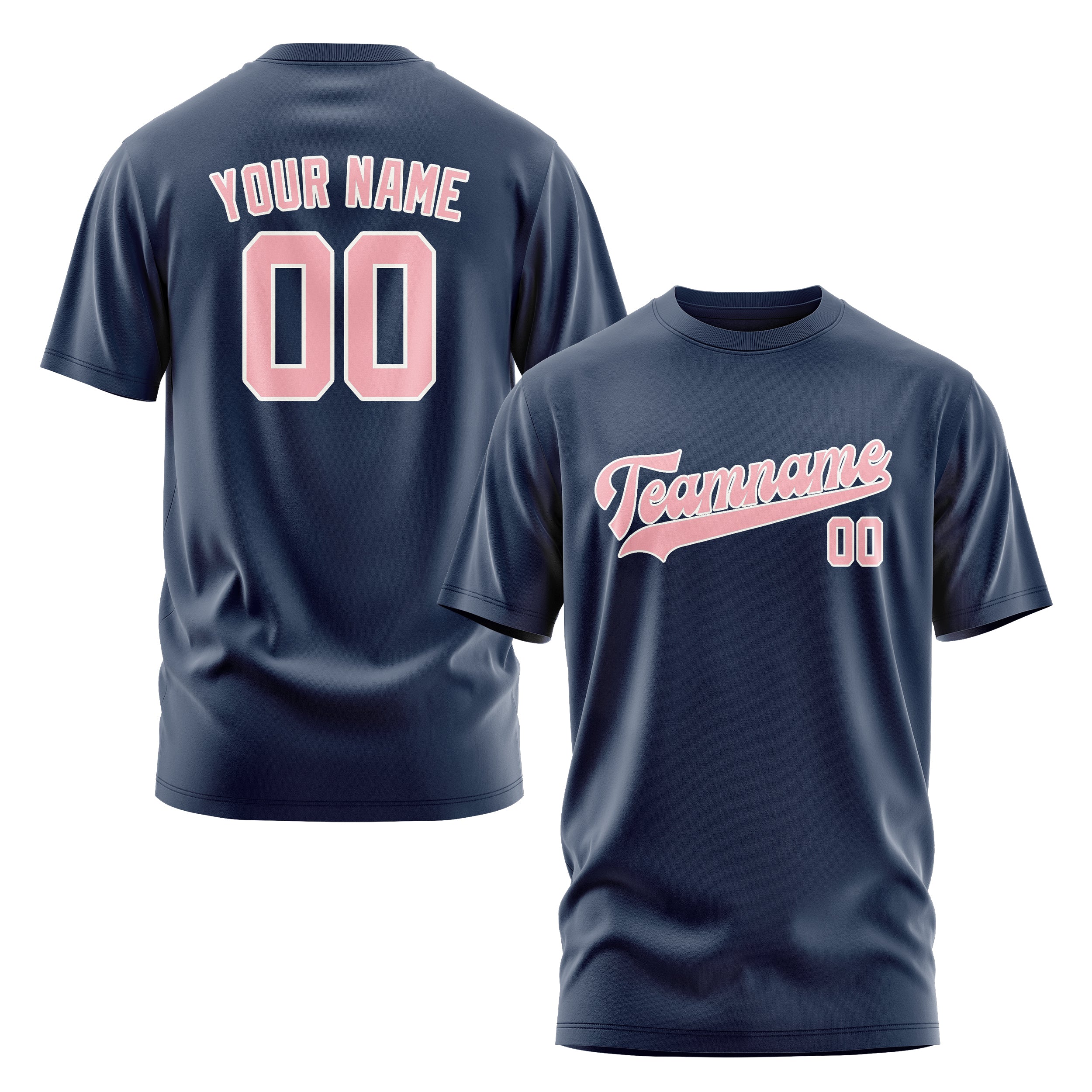 Maßgeschneidertes Marineblau Rosa T-Shirt