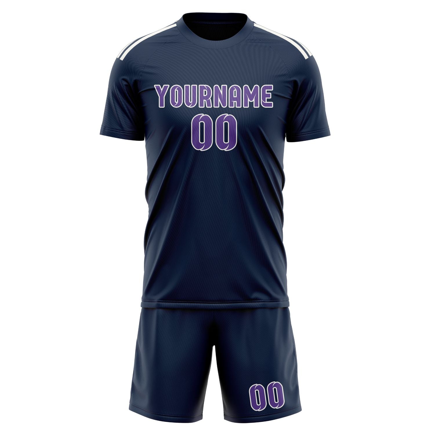 Maßgeschneidertes Professionelles Marineblau Lavendel Fußballtrikot-Set