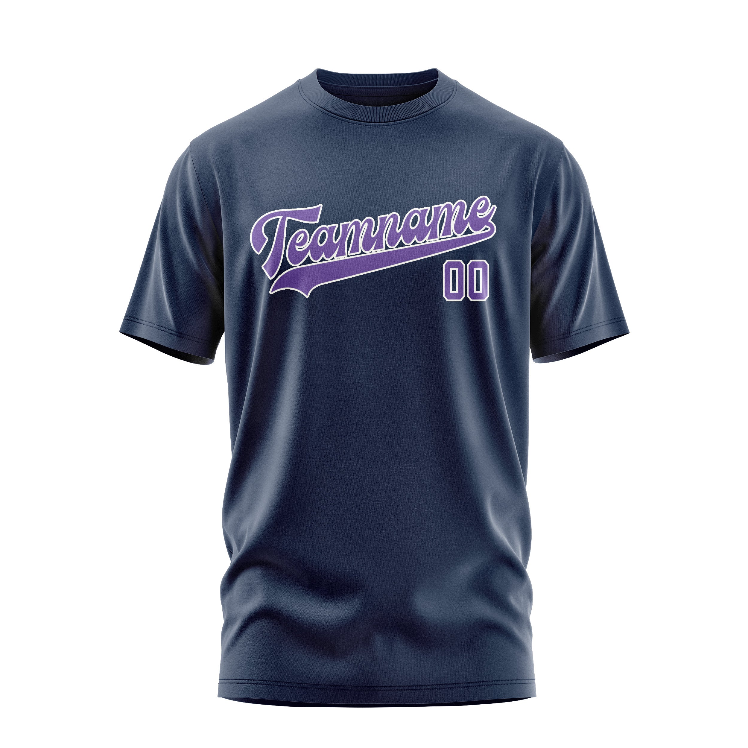 Maßgeschneidertes Marineblau Lavendel T-Shirt