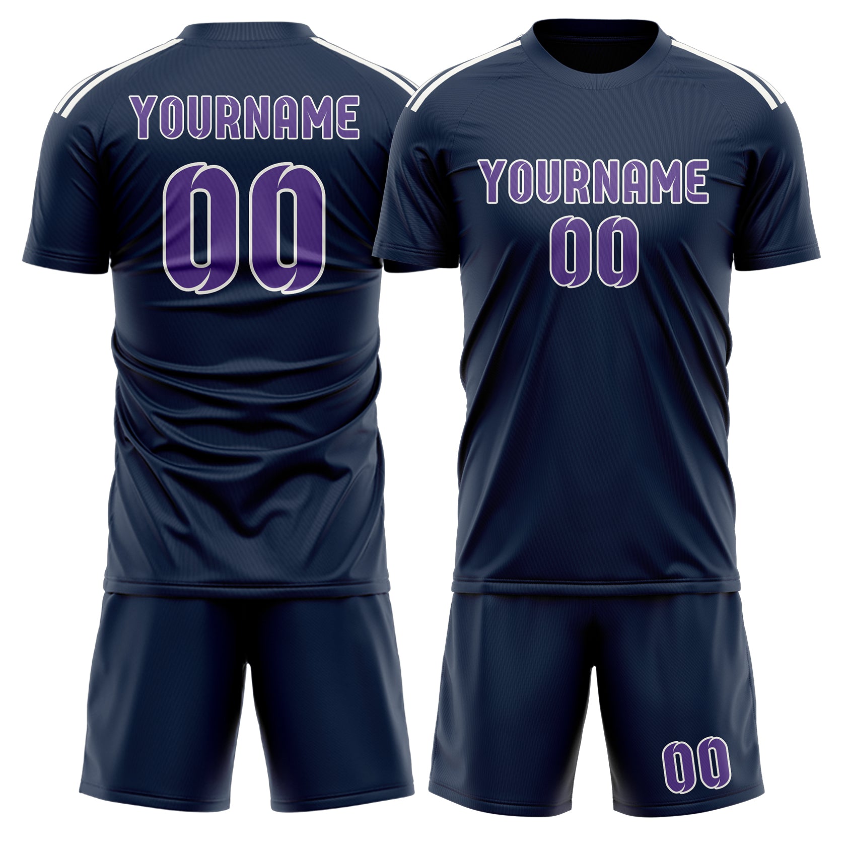 Maßgeschneidertes Professionelles Marineblau Lavendel Fußballtrikot-Set