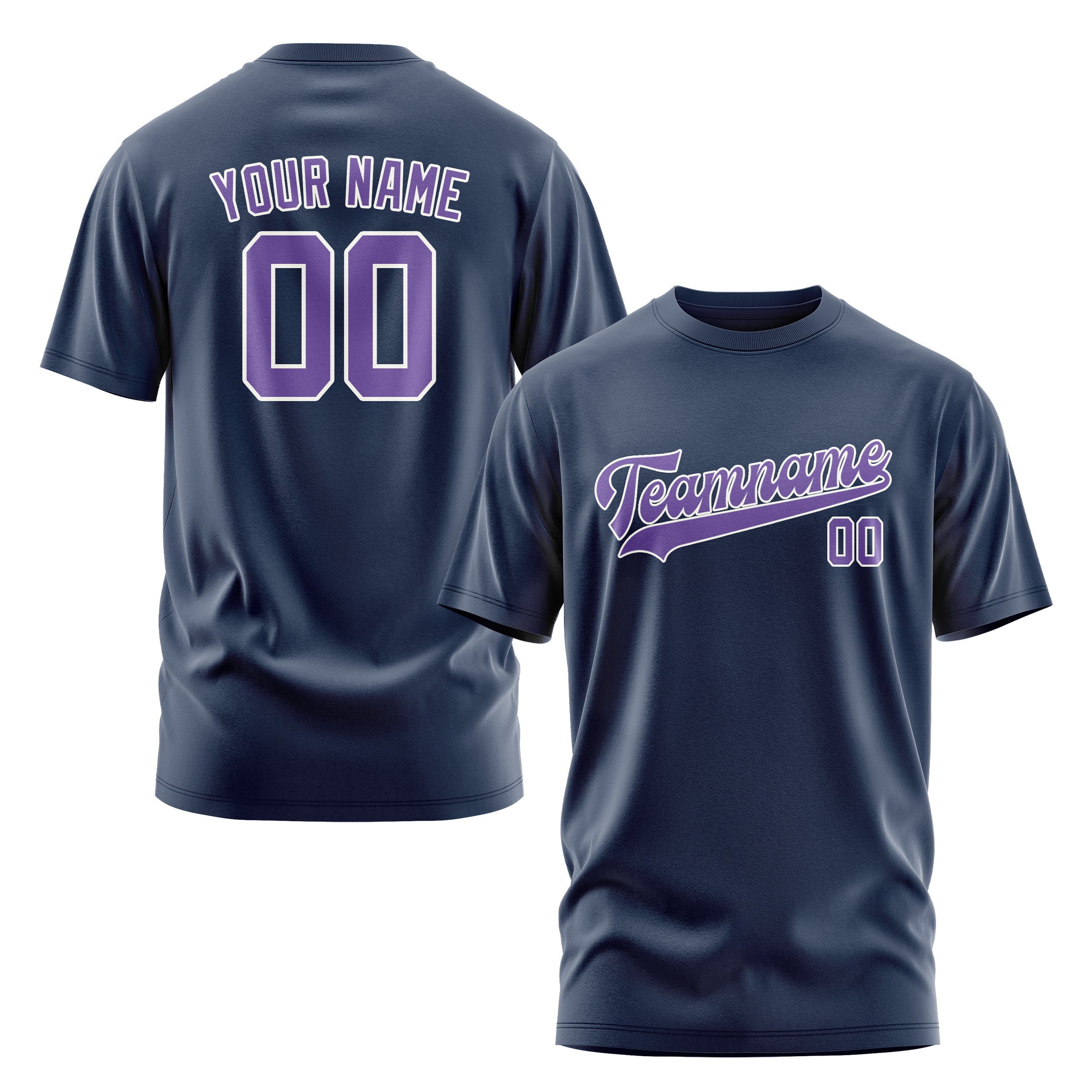 Maßgeschneidertes Marineblau Lavendel T-Shirt