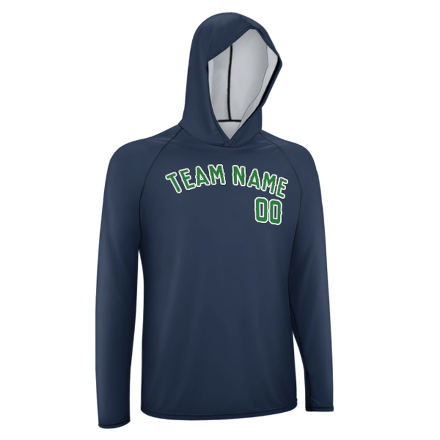 Maßgeschneidertes Marineblau Smaragdgrün UV-Hoodie