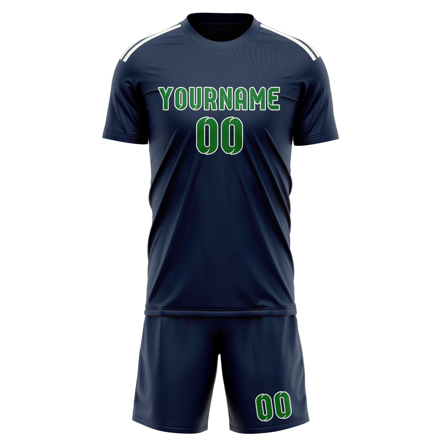 Maßgeschneidertes Professionelles Marineblau Smaragdgrün Fußballtrikot-Set