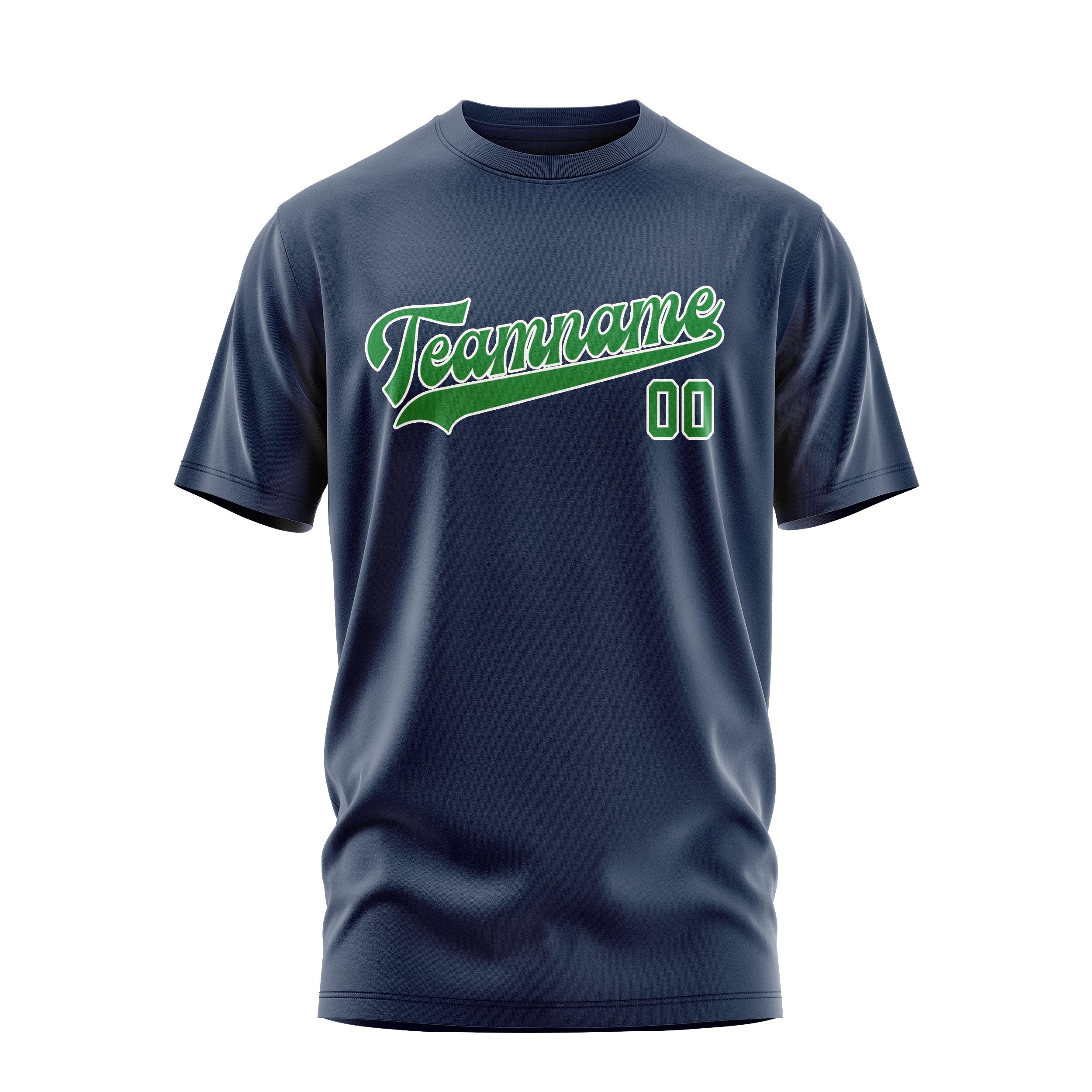 Maßgeschneidertes Marineblau Smaragdgrün T-Shirt