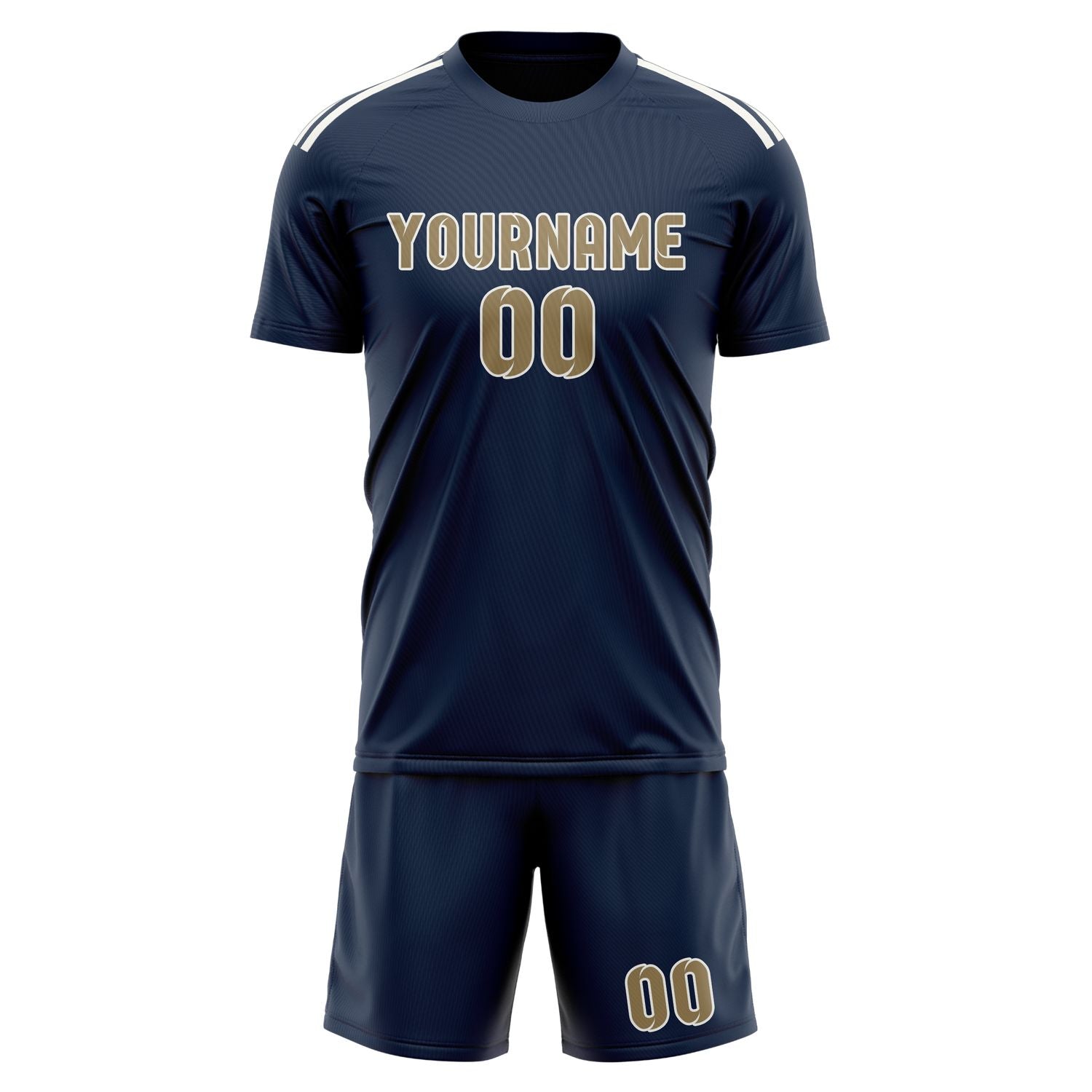 Maßgeschneidertes Professionelles Marineblau Hellkhaki Fußballtrikot-Set
