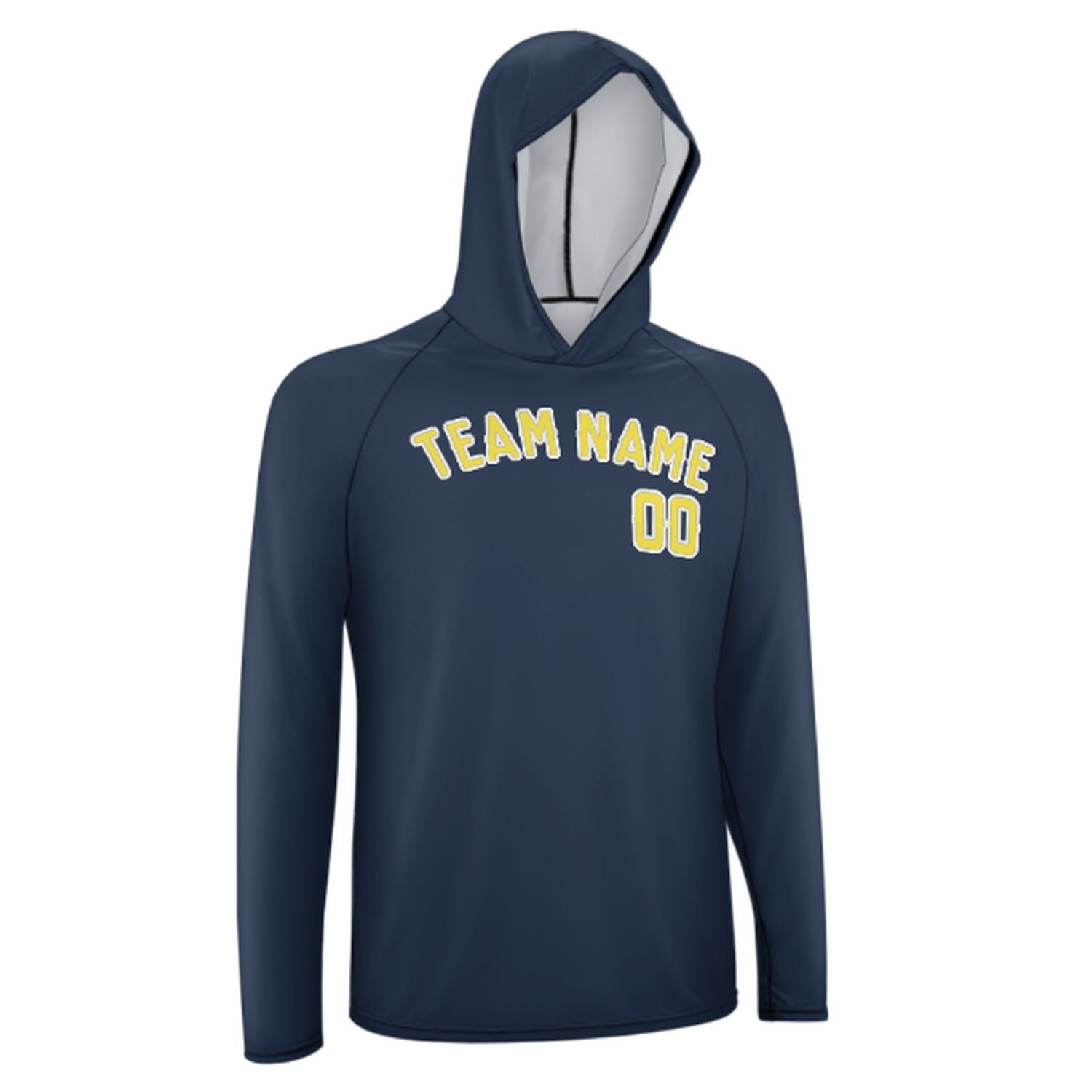 Maßgeschneidertes Marineblau Blassgelb UV-Hoodie