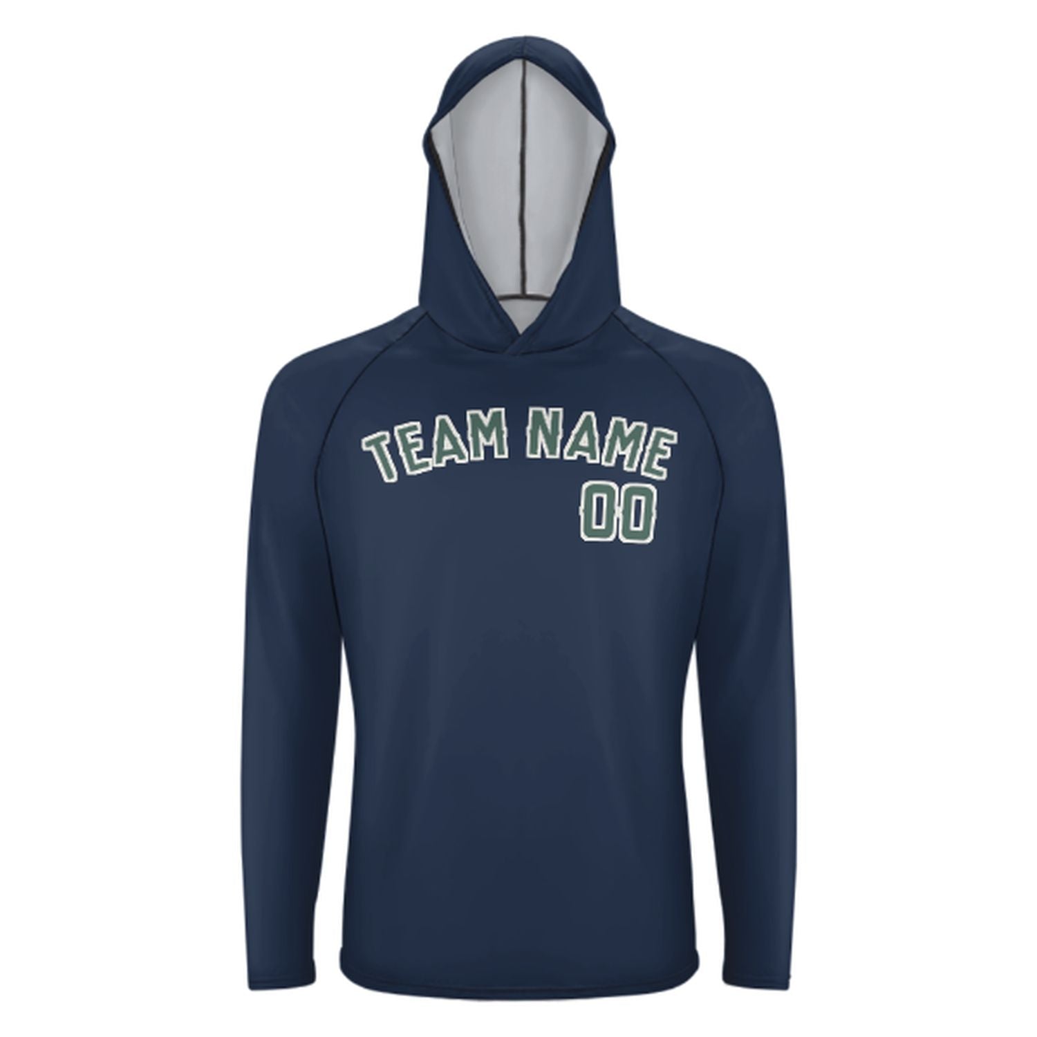 Maßgeschneidertes Marineblau Blaugrün UV-Hoodie