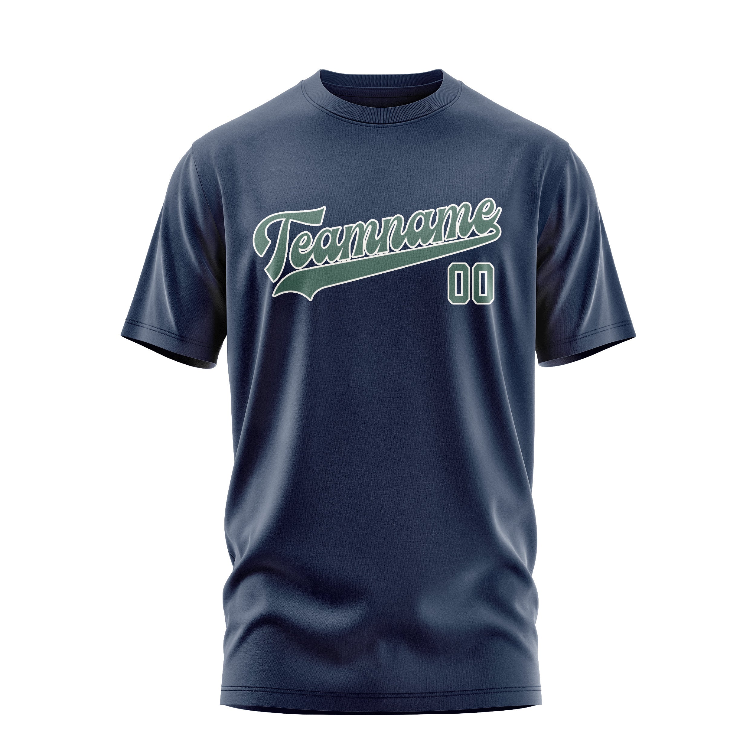 Maßgeschneidertes Marineblau Blaugrün T-Shirt