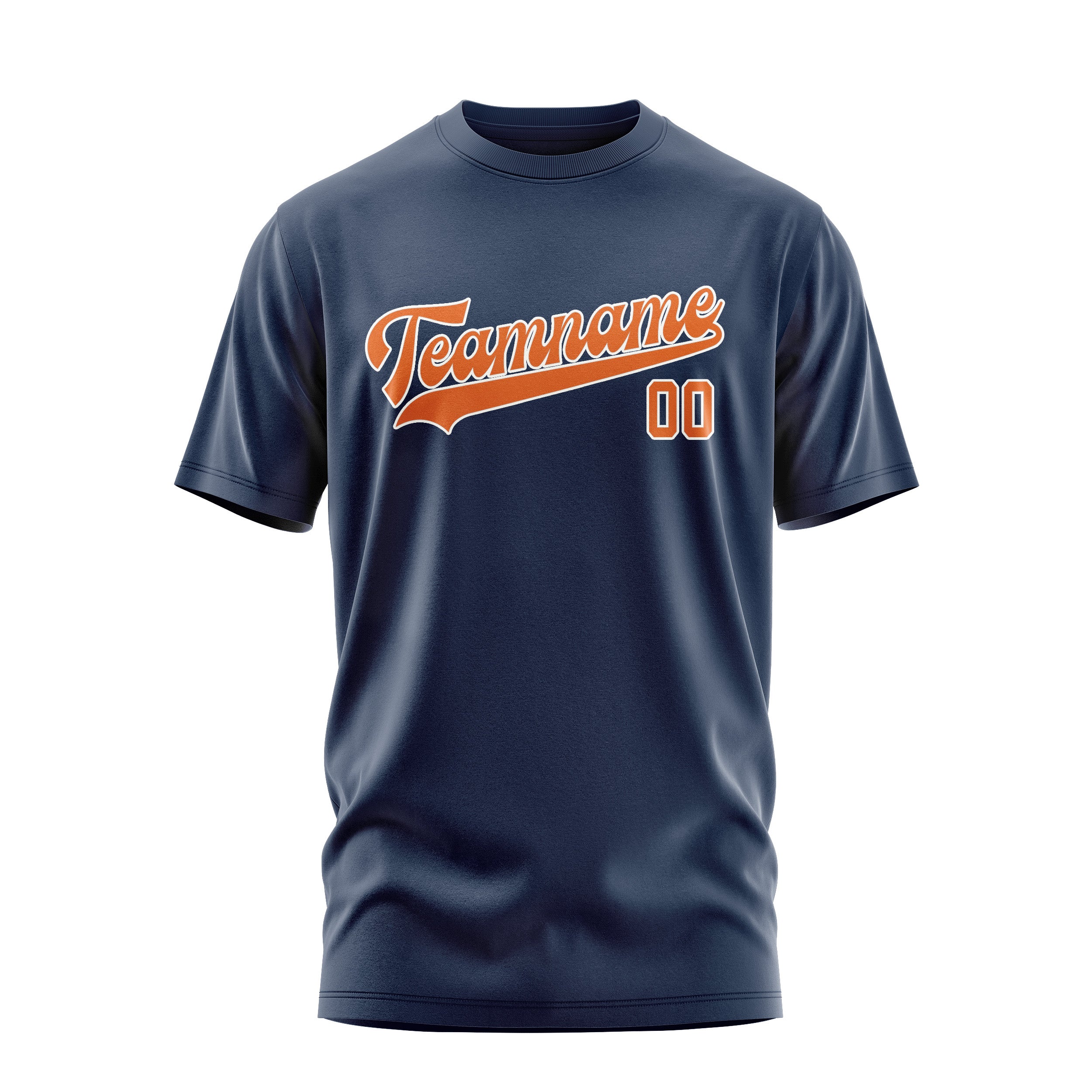 Maßgeschneidertes Marineblau Orange T-Shirt