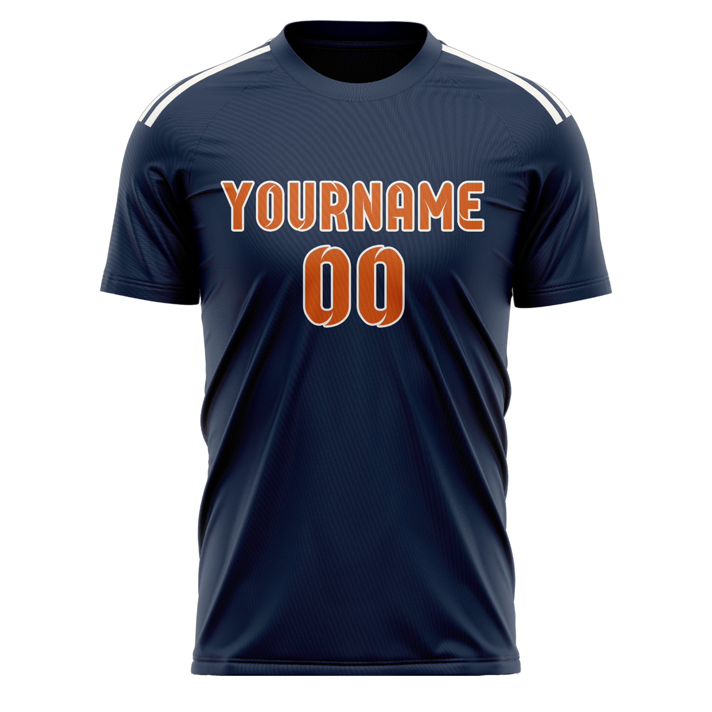 Benutzerdefiniertes Professionelles Marineblau Orange Fußballtrikot