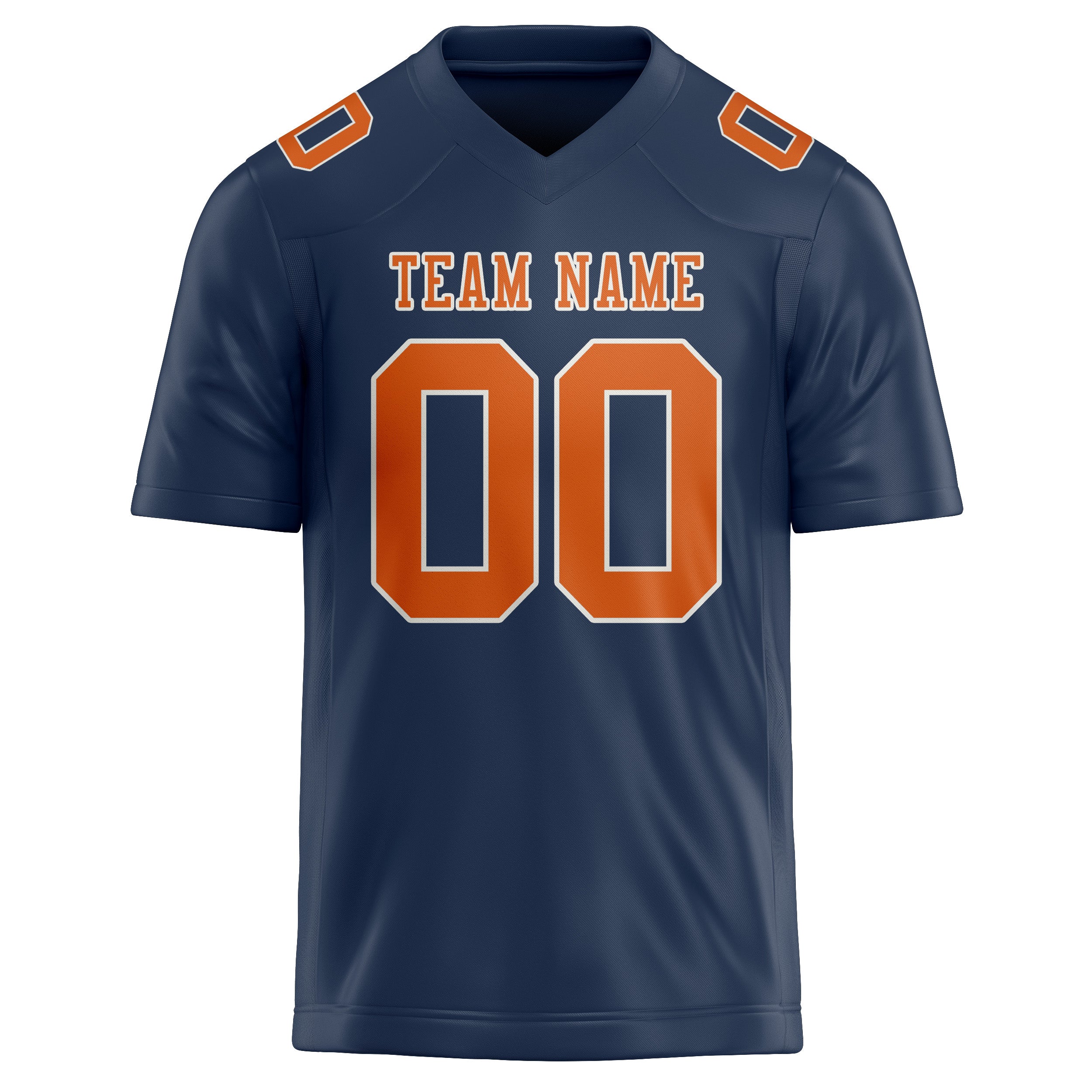 Maßgeschneidertes Professionelles Marineblau Orange Rugbytrikot