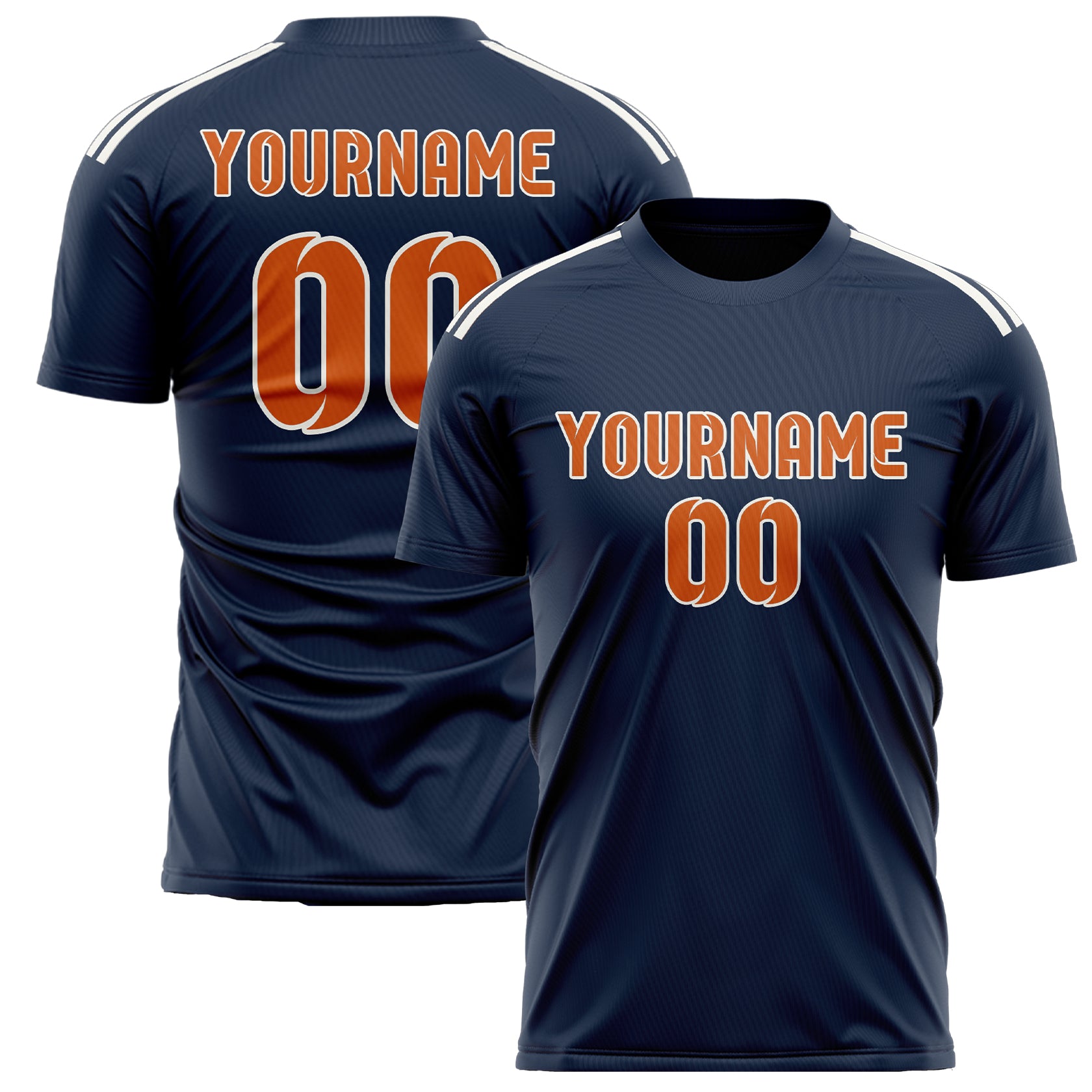 Benutzerdefiniertes Professionelles Marineblau Orange Fußballtrikot