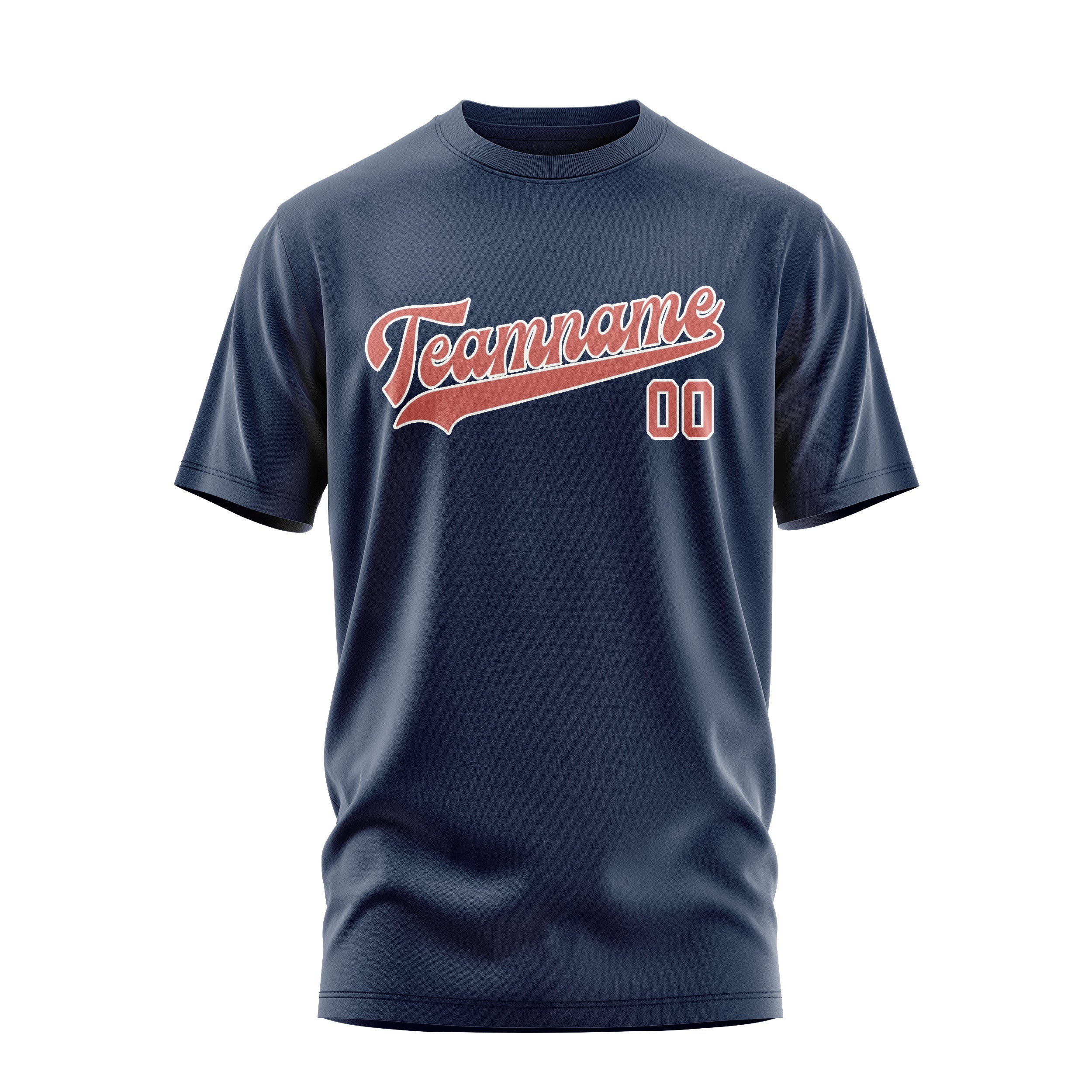 Maßgeschneidertes Marineblau Kupferrose T-Shirt