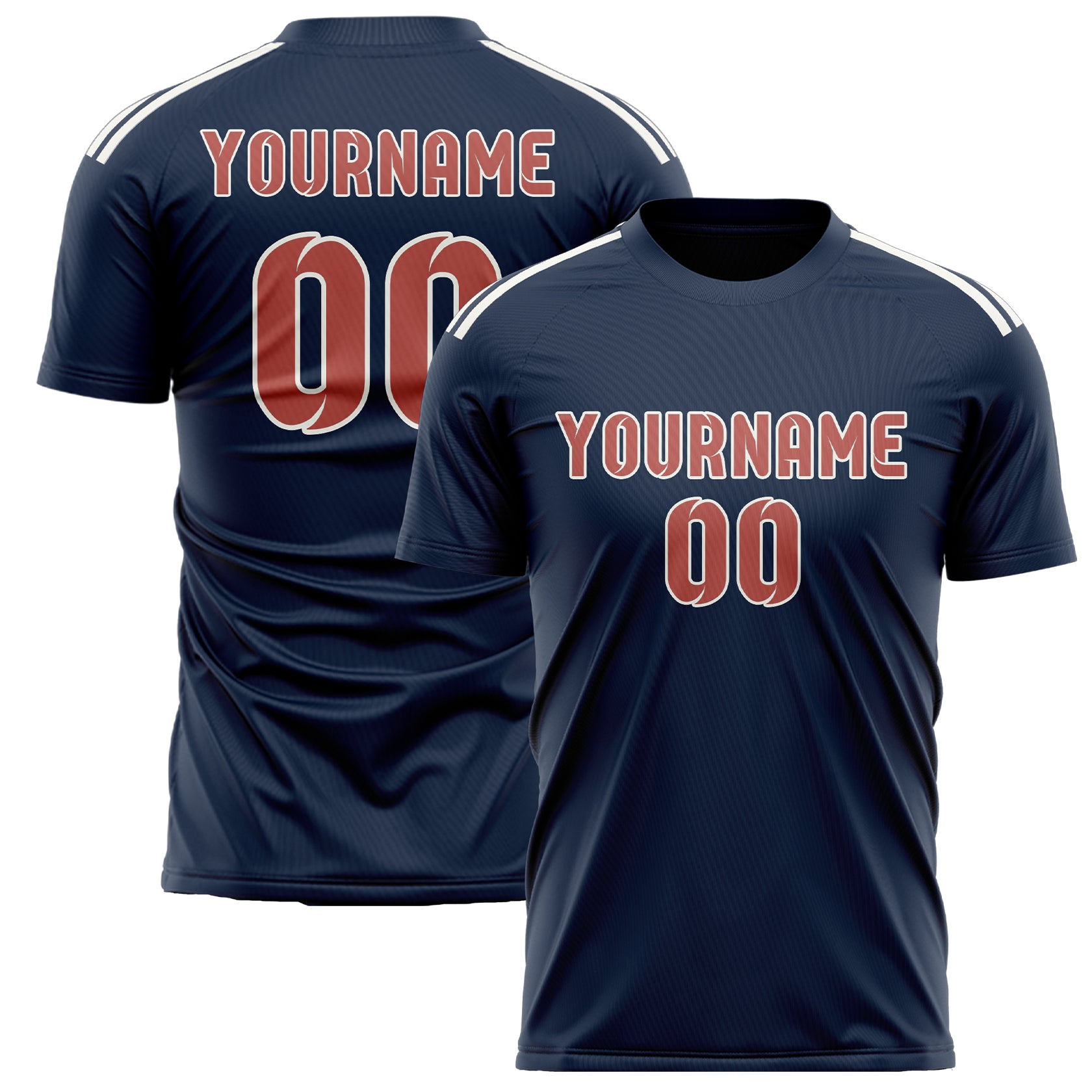 Benutzerdefiniertes Professionelles Marineblau Kupferrose Fußballtrikot