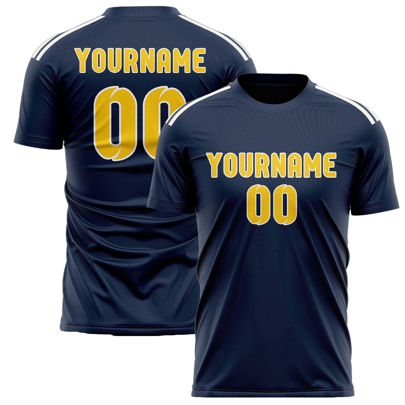 Benutzerdefiniertes Professionelles Marineblau Gold Fußballtrikot