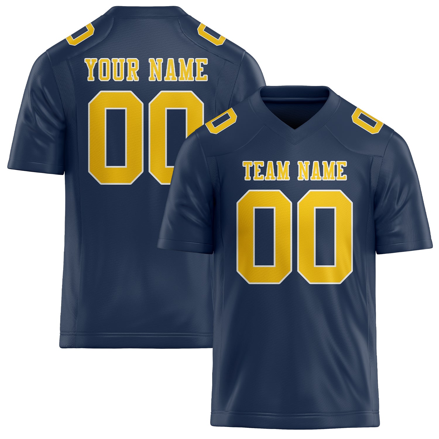 Maßgeschneidertes Professionelles Marineblau Gold Rugbytrikot