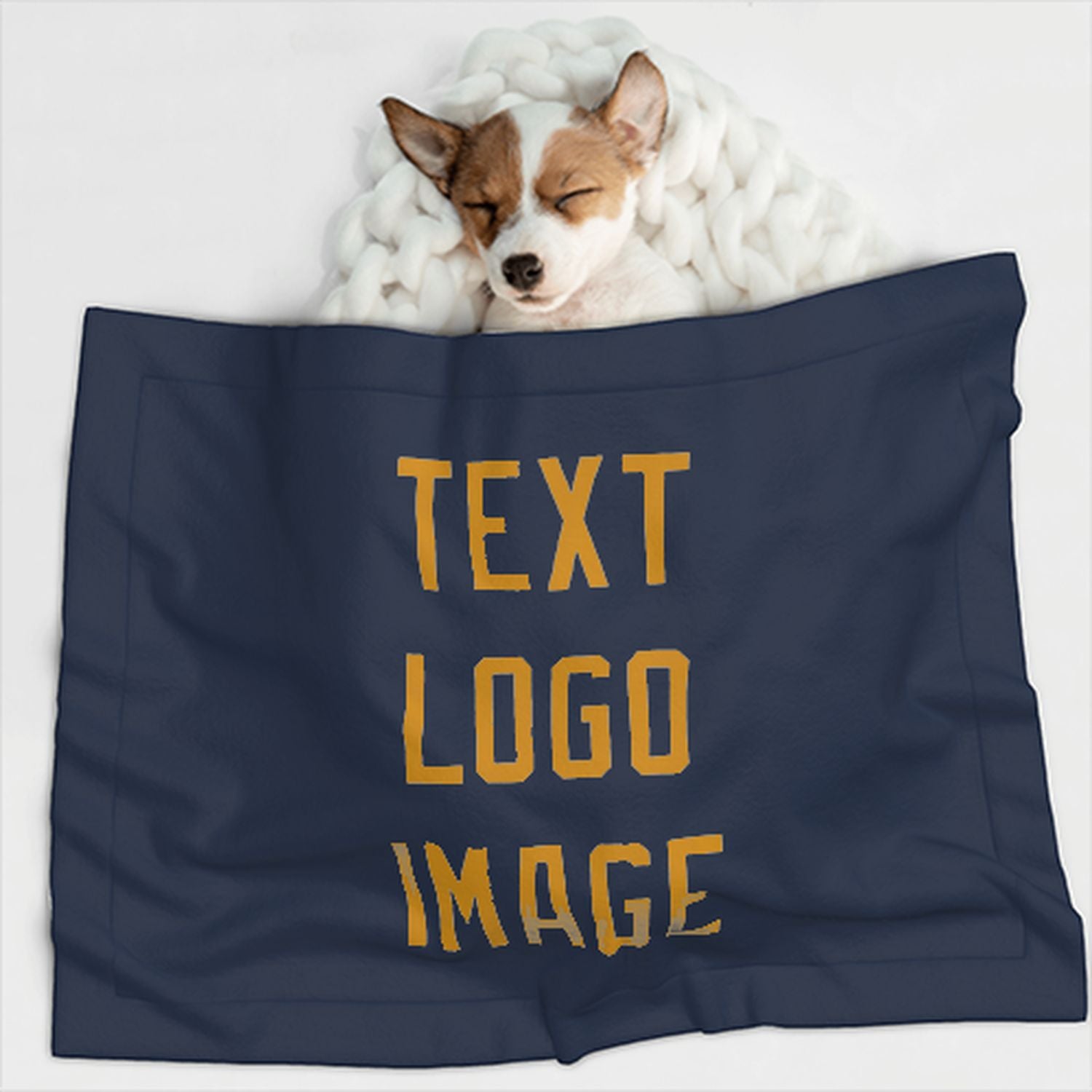 Coperta personalizzata blu navy e gialla per animali domestici