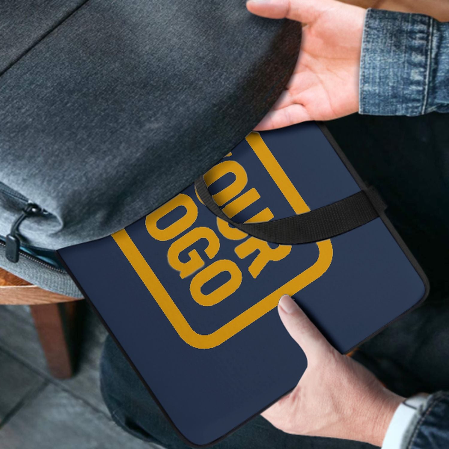 Maßgeschneidertes Marineblau Yellow Laptop Tasche