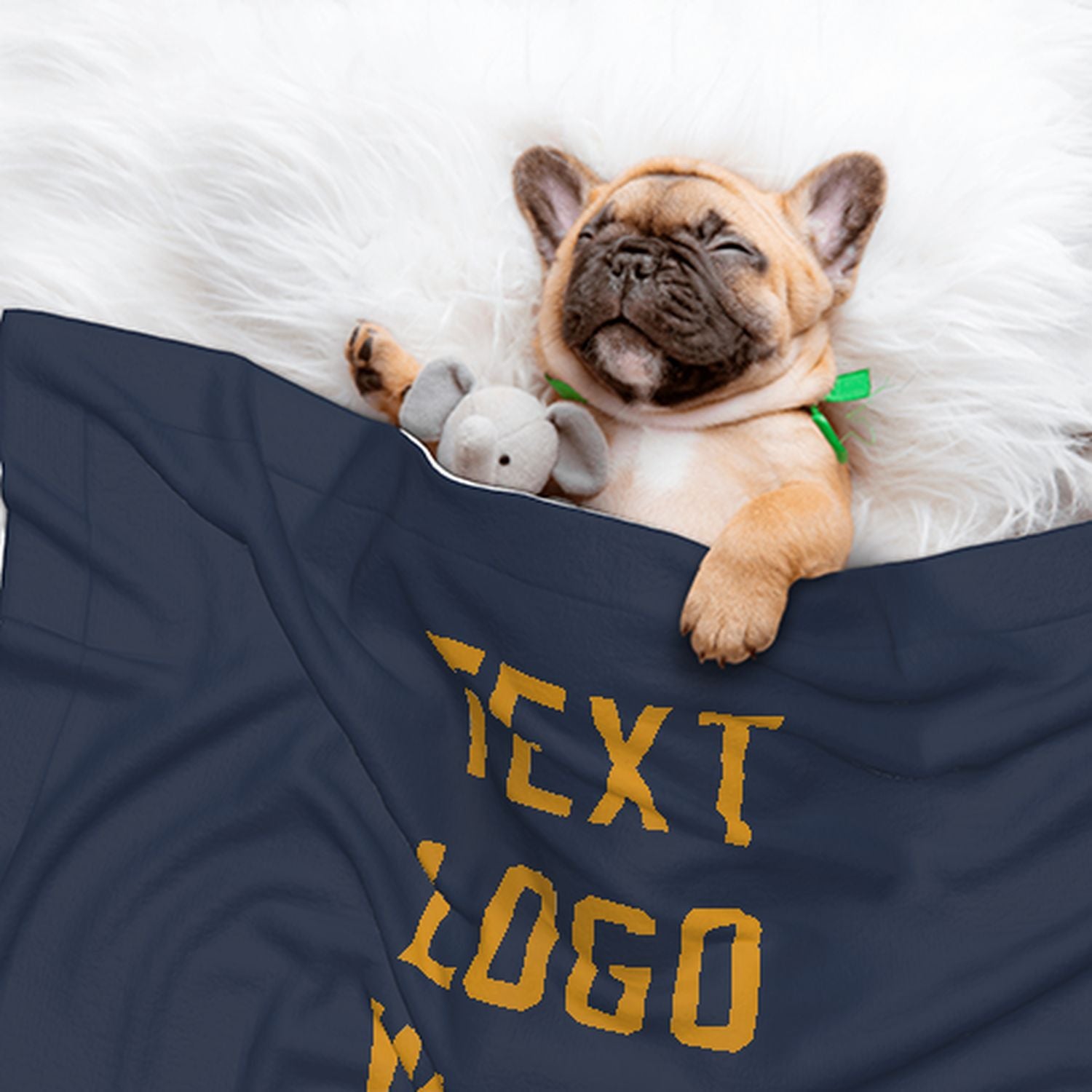 Coperta personalizzata blu navy e gialla per animali domestici
