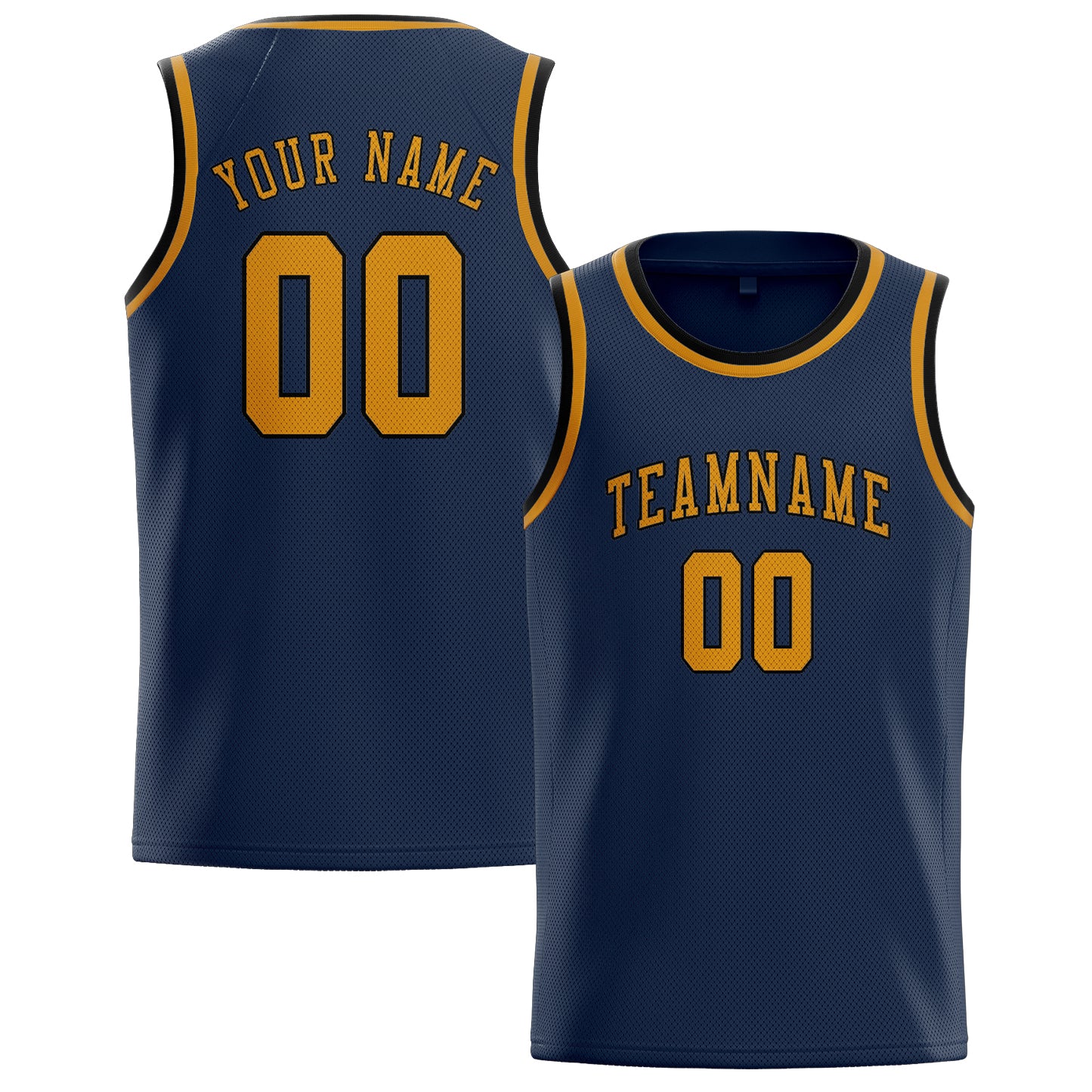 Benutzerdefiniertes Professionelles Marineblau Gelb Basketballtrikot