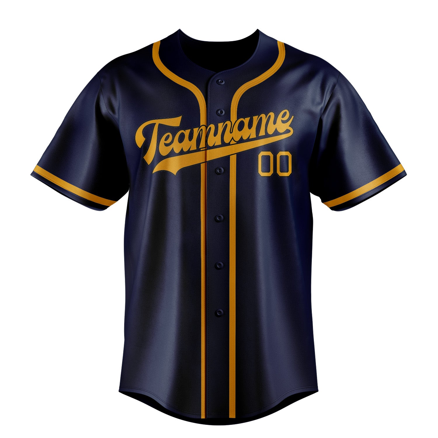 Benutzerdefiniertes Professionelles Marineblau Gelb Baseballtrikot