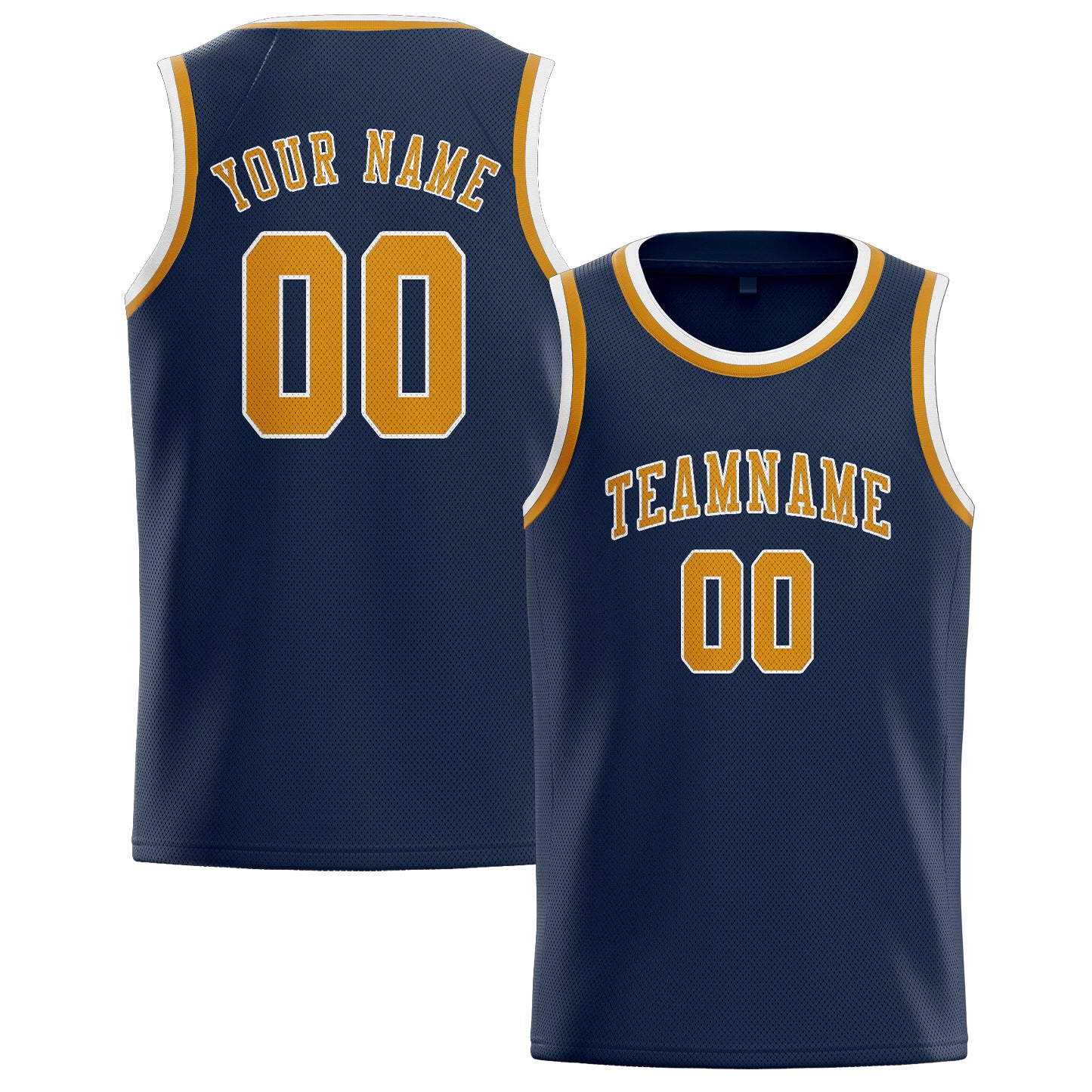Benutzerdefiniertes Professionelles Marineblau Gelb Basketballtrikot