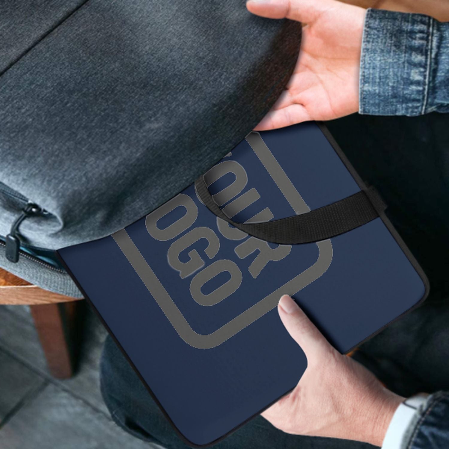 Maßgeschneidertes Marineblau Dark Grey Laptop Tasche