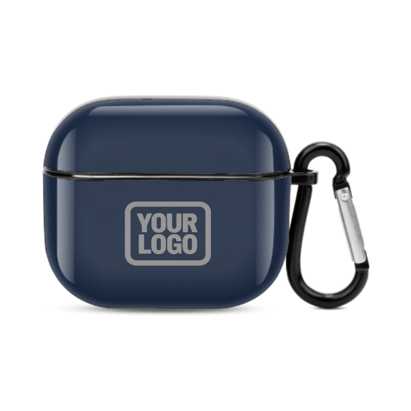 Maßgeschneidertes Marineblau Grau AirPods-Hülle (3. Generation)
