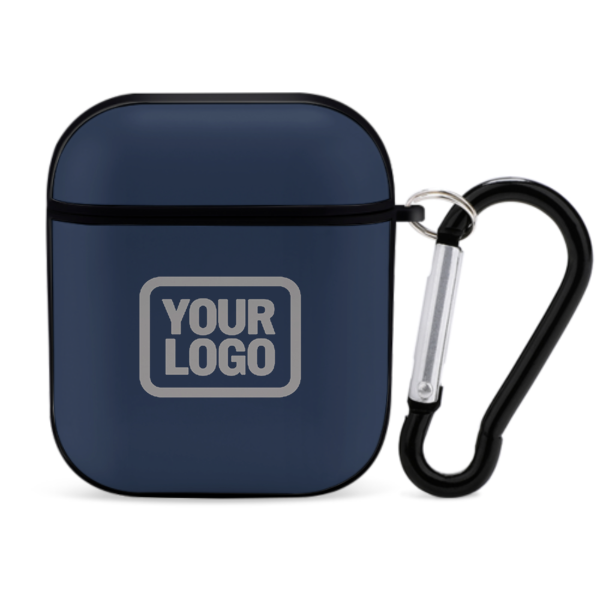 Maßgeschneidertes Marineblau Grau AirPods-Hülle
