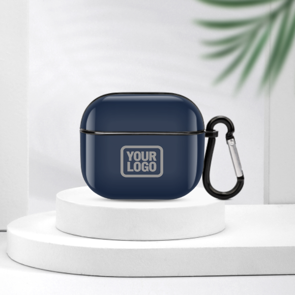Maßgeschneidertes Marineblau Grau AirPods-Hülle (3. Generation)