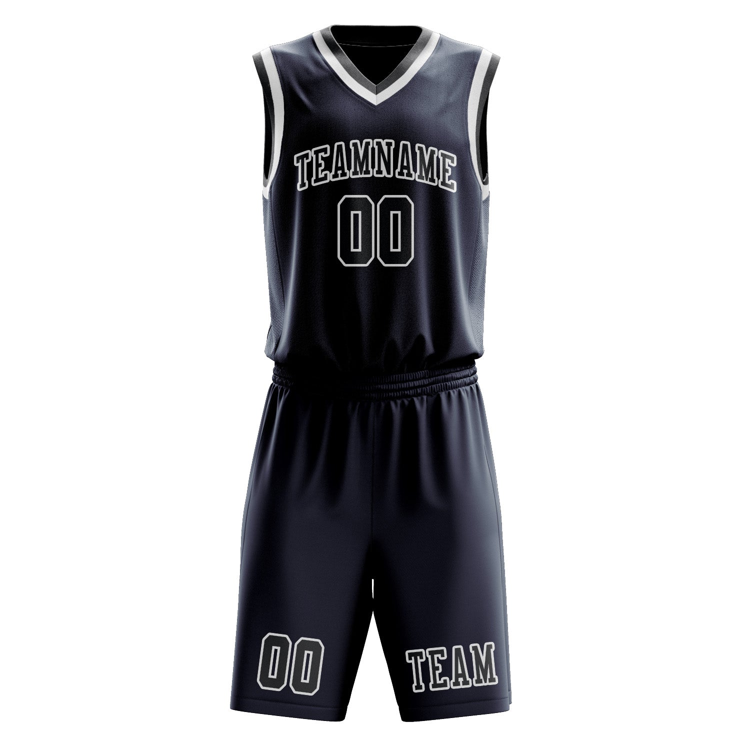 Benutzerdefiniertes Professionelles Marineblau Dunkelgrau Basketballtrikot-Set