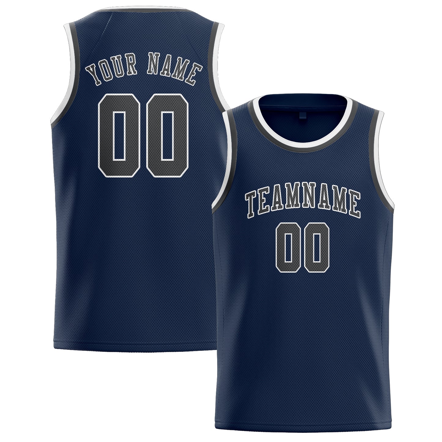 Benutzerdefiniertes Professionelles Marineblau Dunkelgrau Basketballtrikot