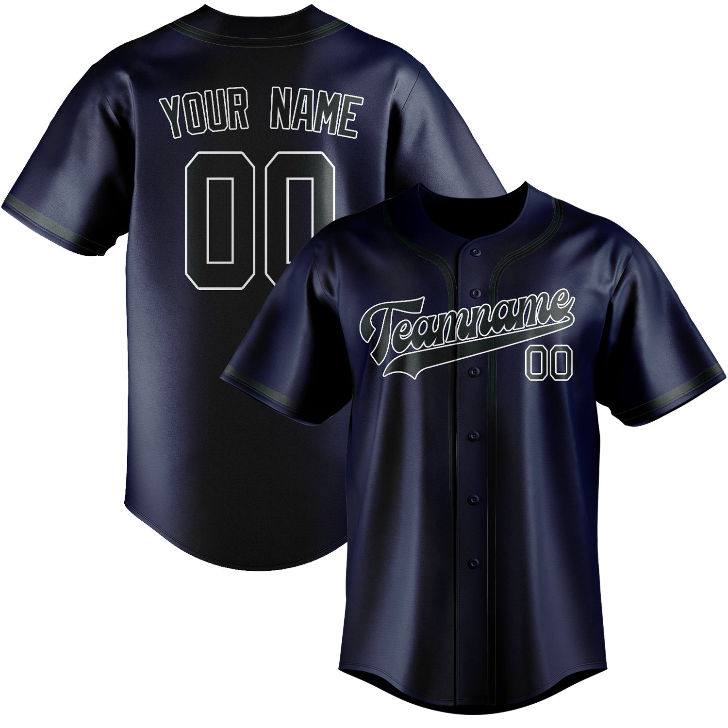 Benutzerdefiniertes Professionelles Marineblau Dunkelgrau Baseballtrikot