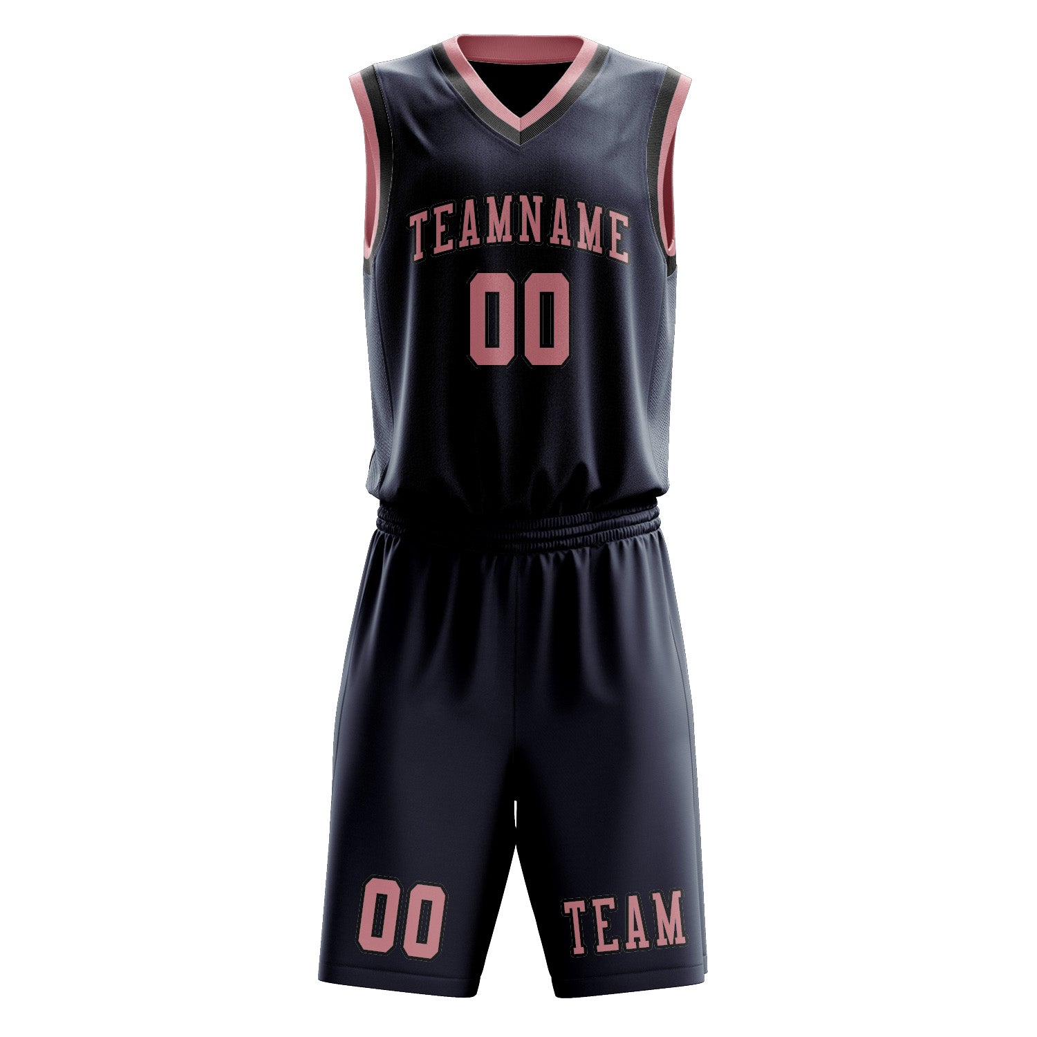 Benutzerdefiniertes Professionelles Marineblau Rosa Basketballtrikot-Set