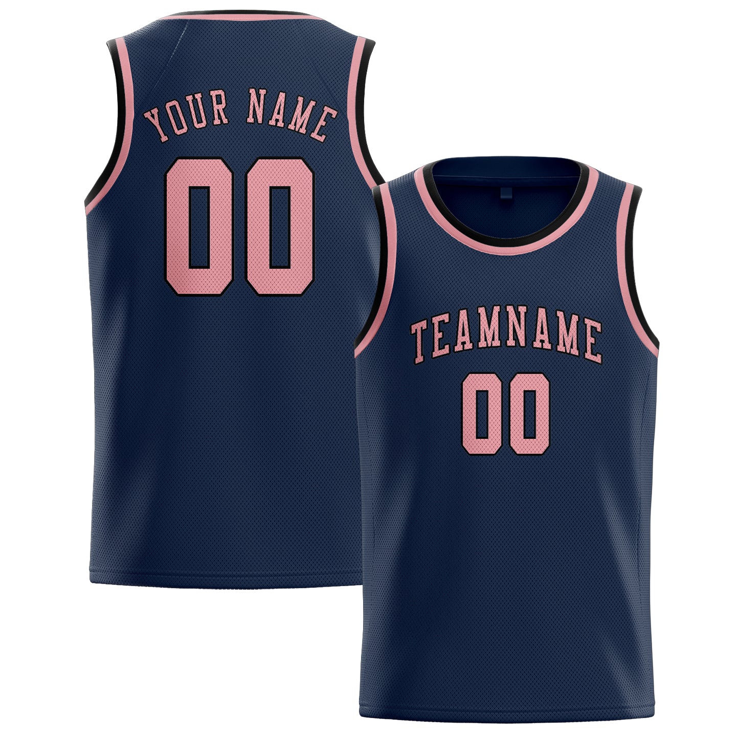 Benutzerdefiniertes Professionelles Marineblau Rosa Basketballtrikot