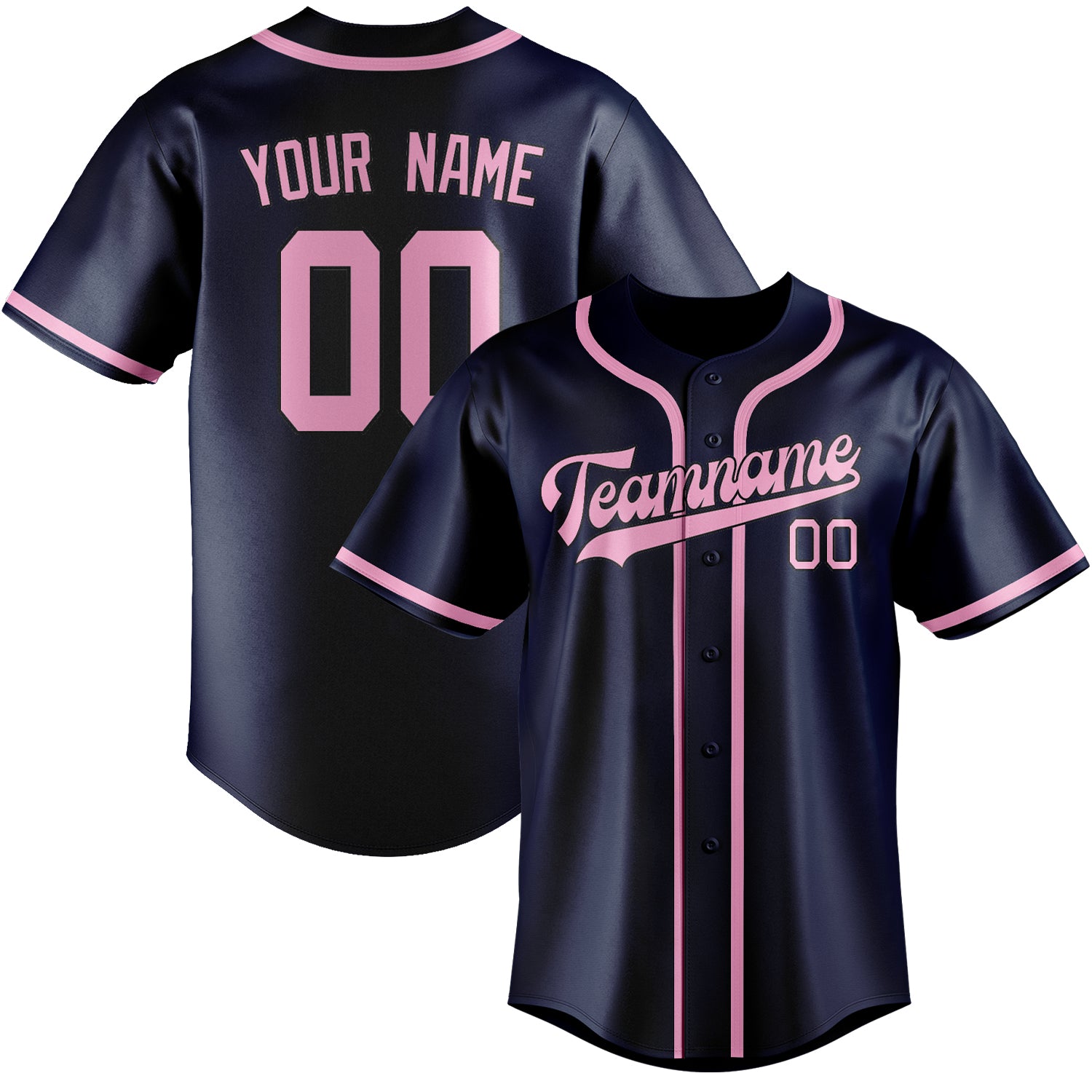 Benutzerdefiniertes Professionelles Marineblau Rosa Baseballtrikot