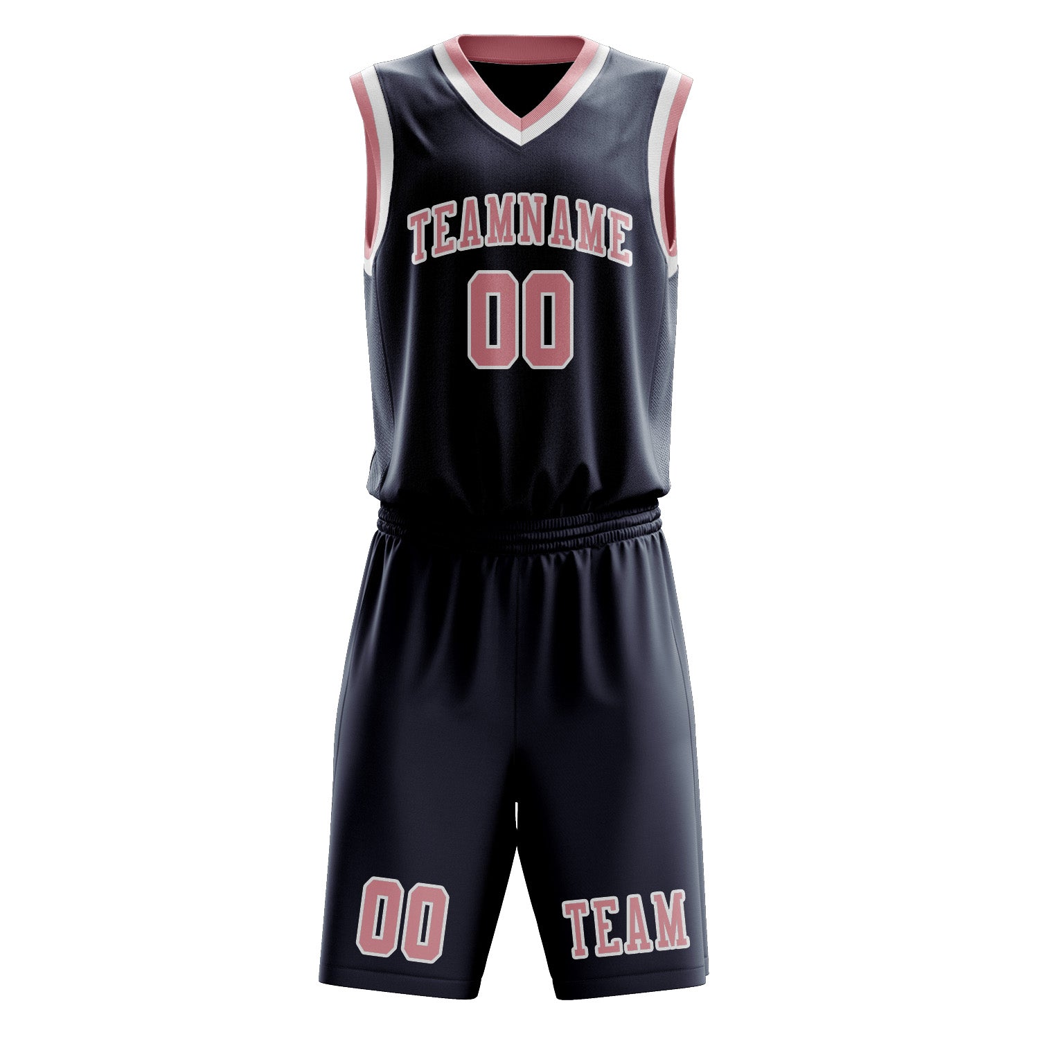 Benutzerdefiniertes Professionelles Marineblau Rosa Basketballtrikot-Set