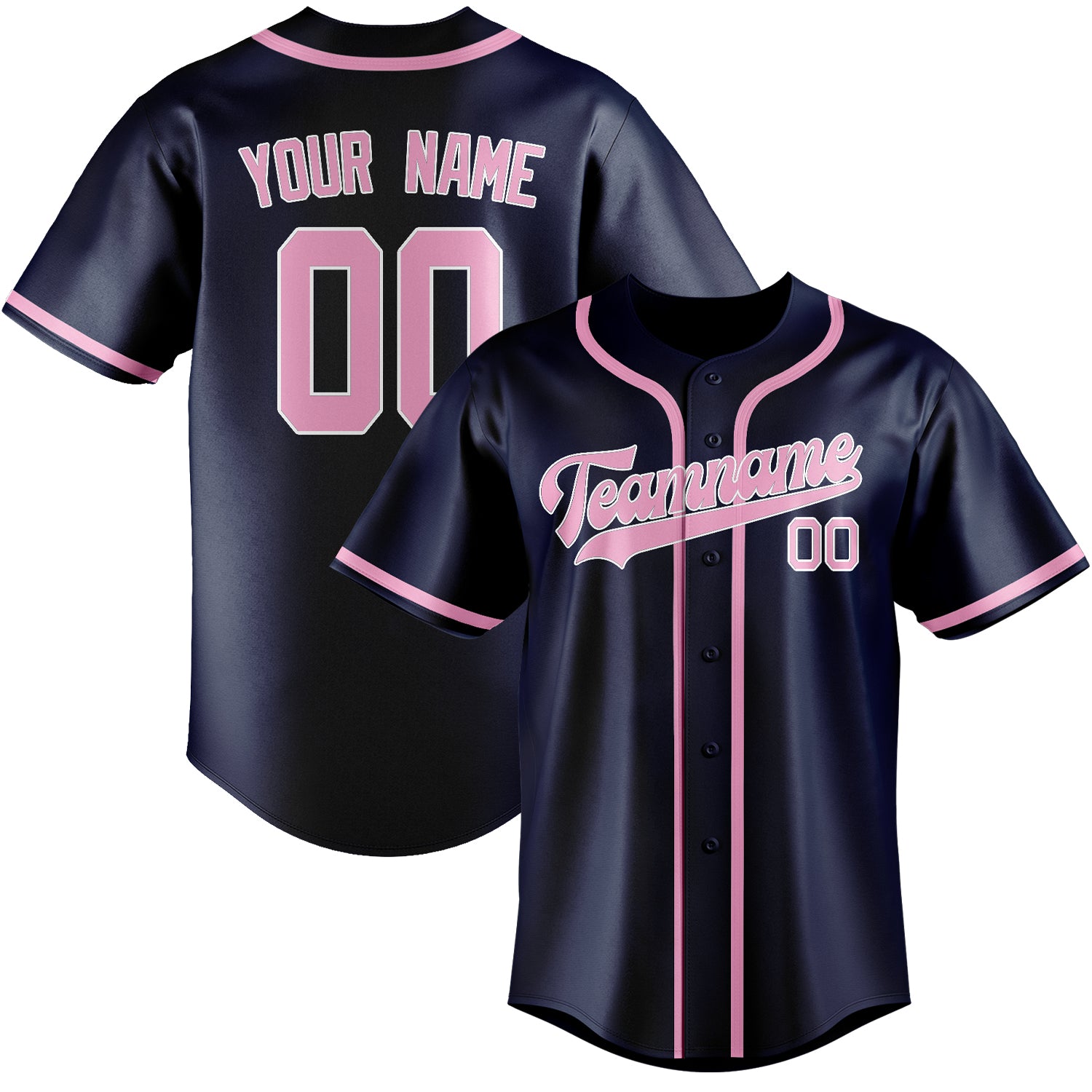 Benutzerdefiniertes Professionelles Marineblau Rosa Baseballtrikot