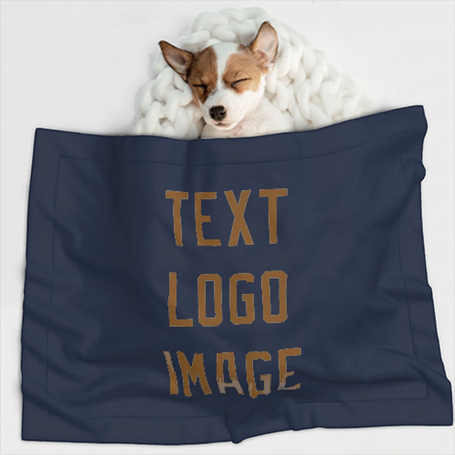 Coperta personalizzata per animali domestici blu navy e cachi