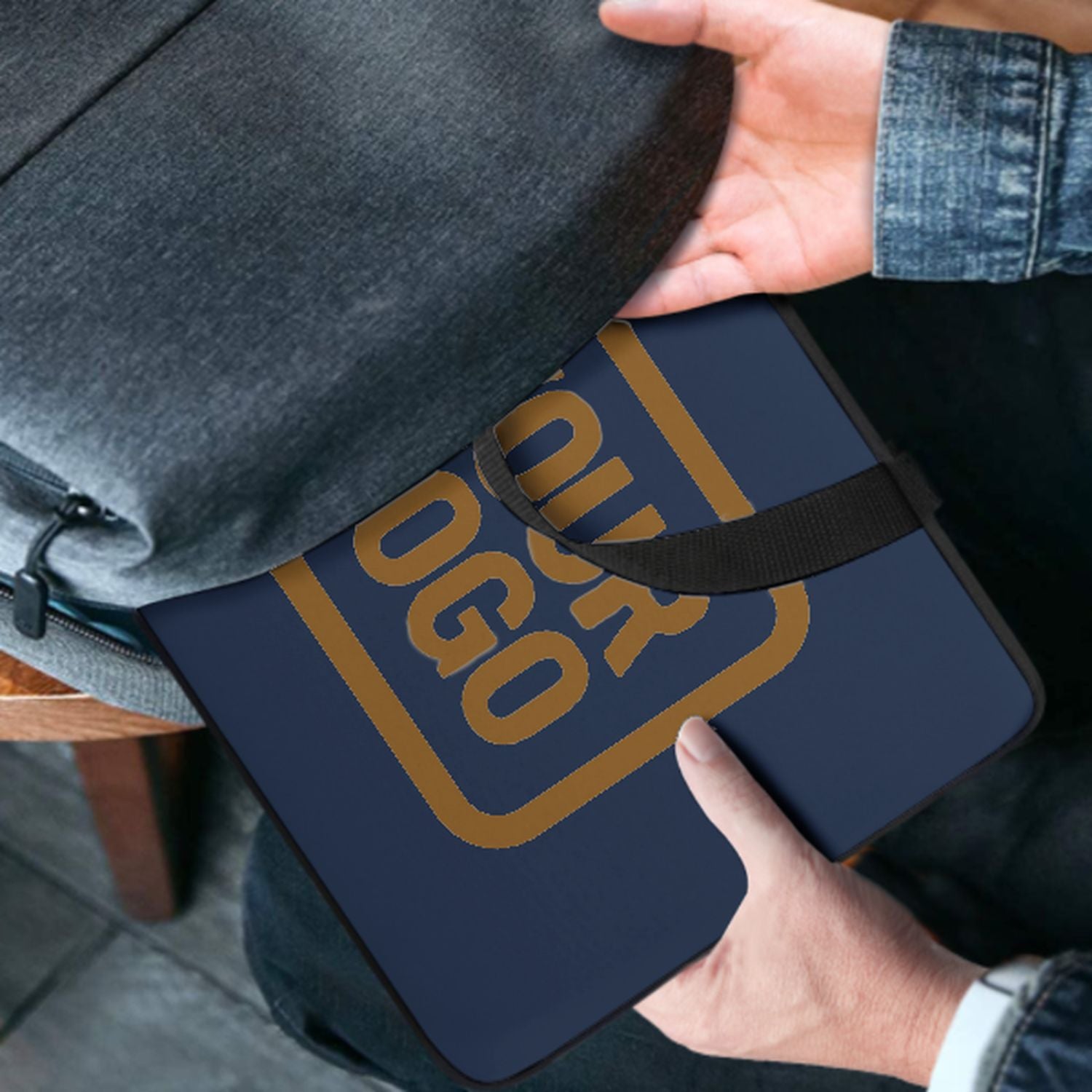 Maßgeschneidertes Marineblau Khaki Laptop Tasche