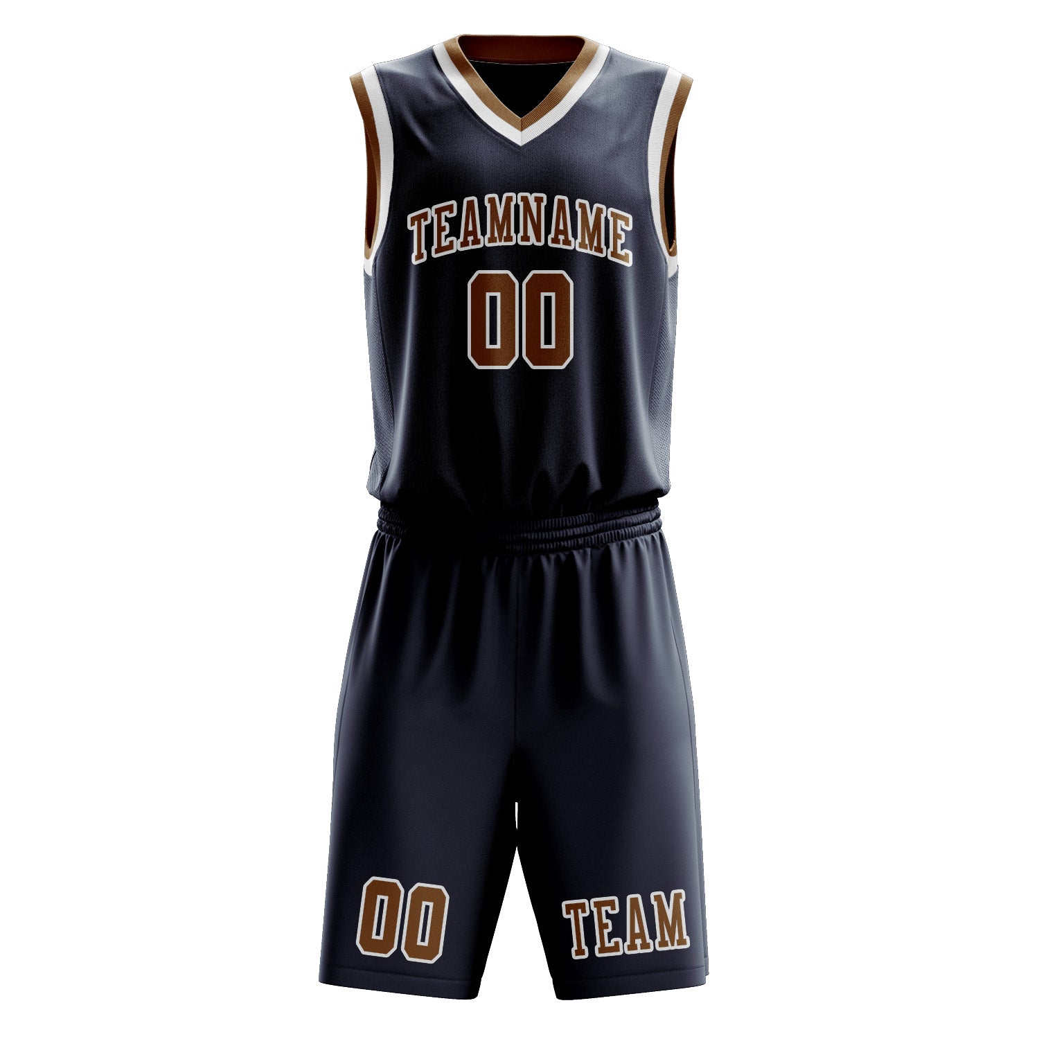 Benutzerdefiniertes Professionelles Marineblau Khaki Basketballtrikot-Set