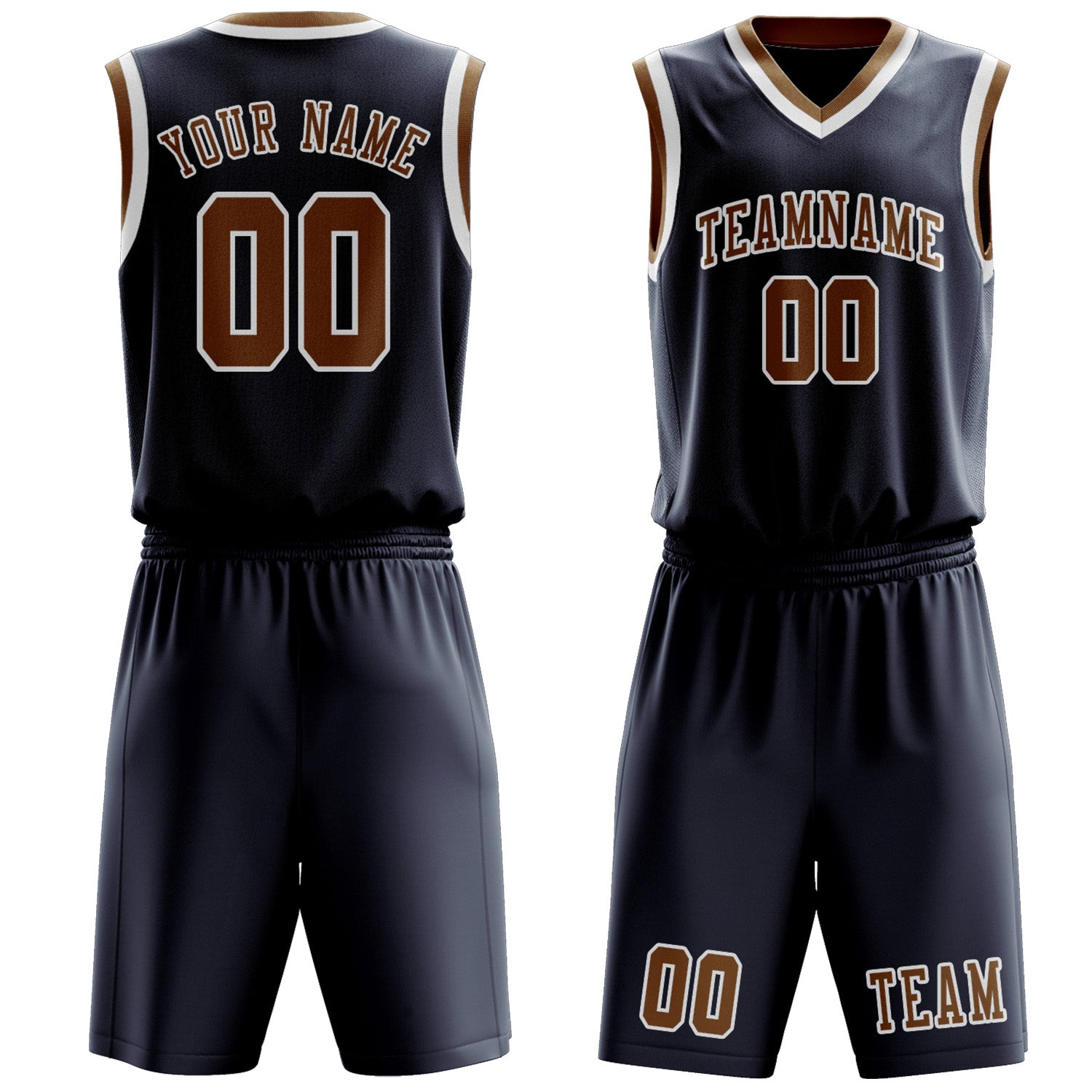 Benutzerdefiniertes Professionelles Marineblau Khaki Basketballtrikot-Set