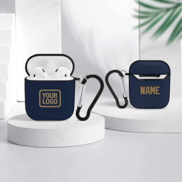 Maßgeschneidertes Marineblau Hellkhaki AirPods-Hülle
