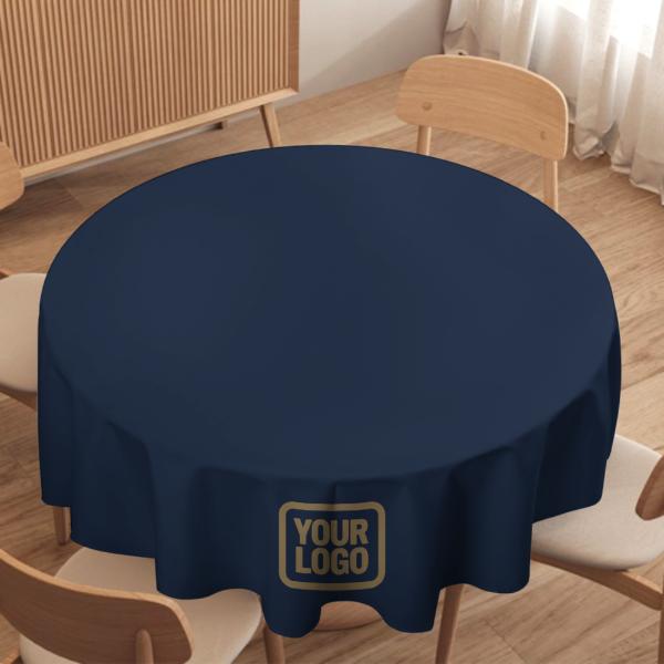 Maßgeschneidertes Marineblau Hellkhaki Runde Tischdecke